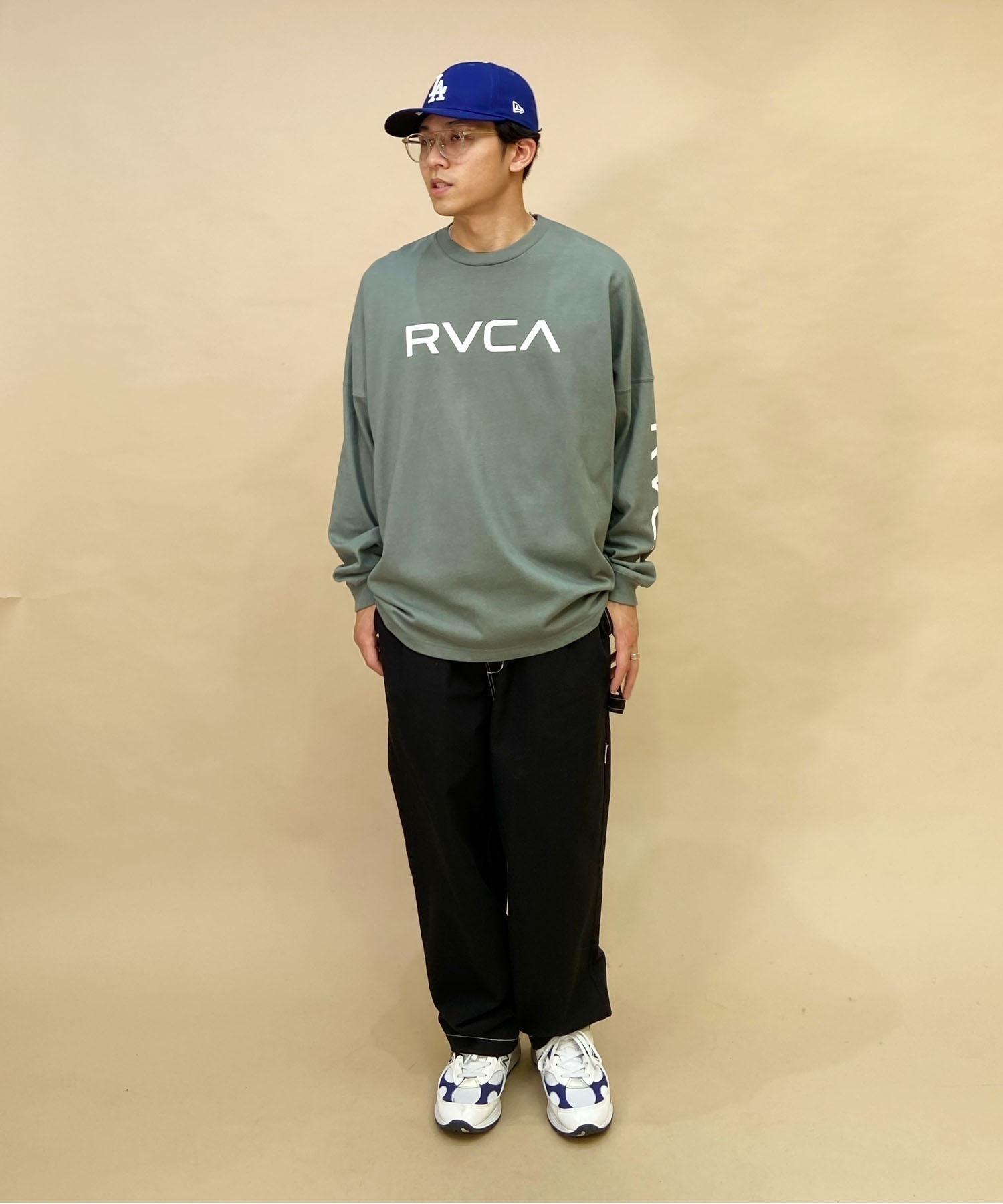 RVCA/ルーカ ロゴロンT オーバーサイズ ドロップショルダー BD042-064(GNB0-S)