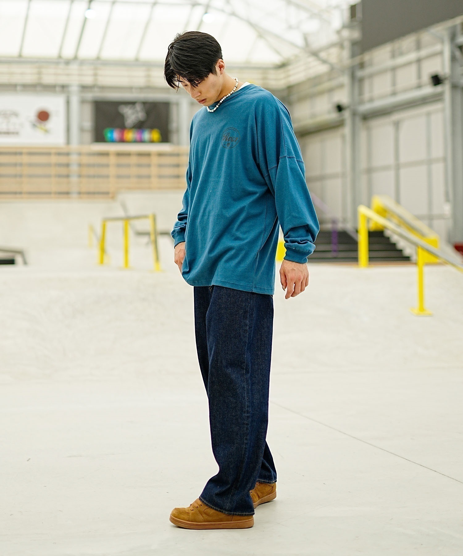 RVCA/ルーカ メンズ オーバーサイズロンT バックロゴ クルーネック長袖Tee BD042-226(BRK0-S)