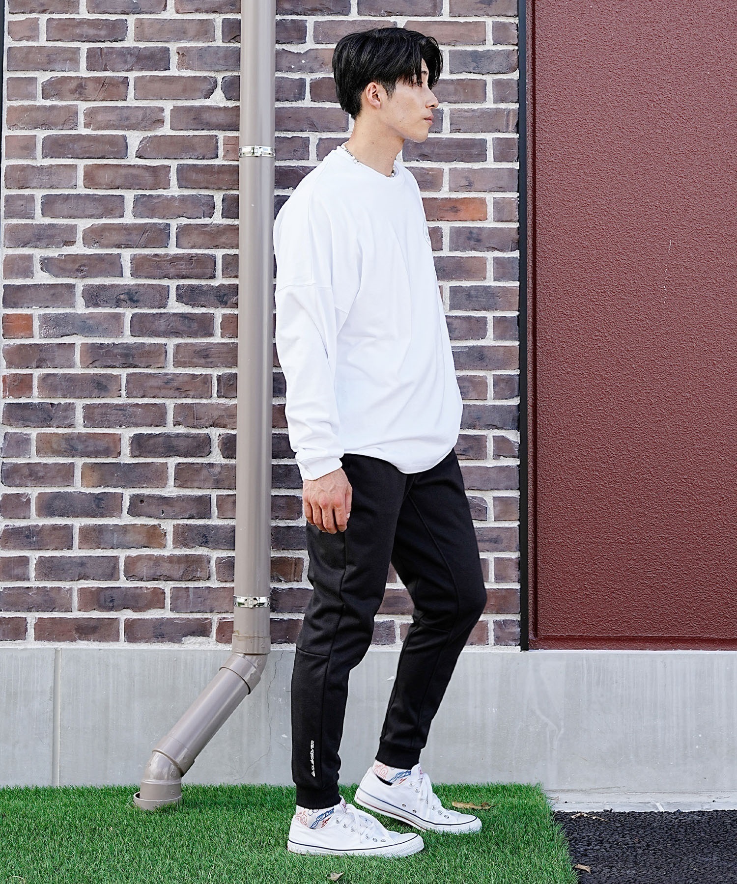 RVCA/ルーカ メンズ オーバーサイズロンT バックロゴ クルーネック長袖Tee BD042-226(BRK0-S)