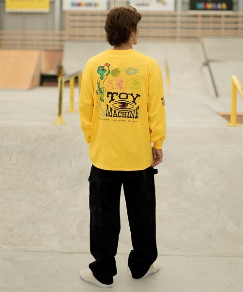 【ムラサキスポーツ限定】TOY MACHINE/トイマシーン 長袖 Tシャツ ロンT ビッグシルエット バックプリント MTMFDLT1(GOLD-M)