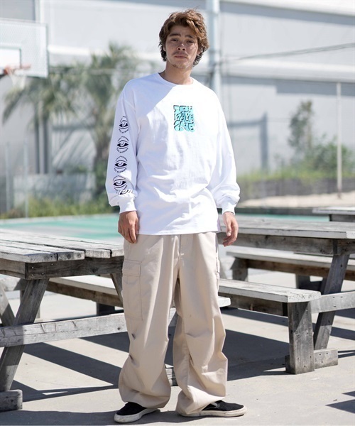 【ムラサキスポーツ限定】TOY MACHINE/トイマシーン 長袖 Tシャツ ロンT ビッグシルエット バックプリント MTMFDLT3(WHITE-M)