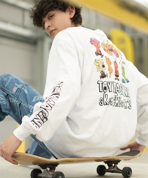 【ムラサキスポーツ限定】TOY MACHINE/トイマシーン 長袖 Tシャツ ロンT ビッグシルエット バックプリント MTMFDLT4(LBLUE-M)