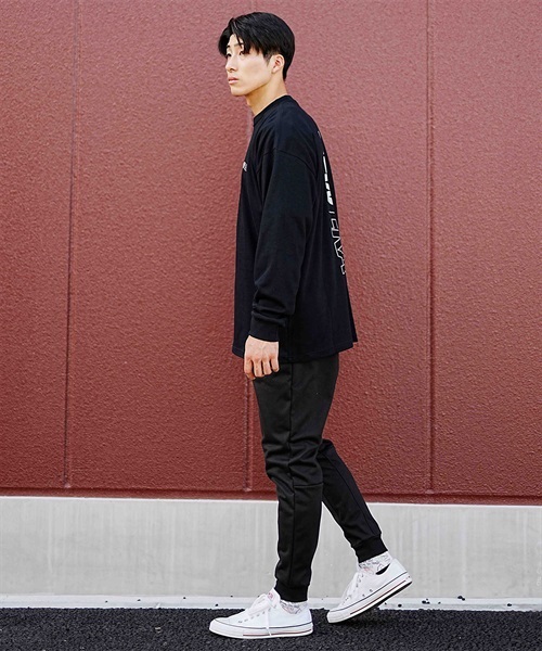 NEW ERA/ニューエラ メンズ 長袖 Tシャツ ロンT オーバーサイズ バックプリント 吸汗速乾 ブラック ムラサキスポーツ別注 13944302(BLK-M)