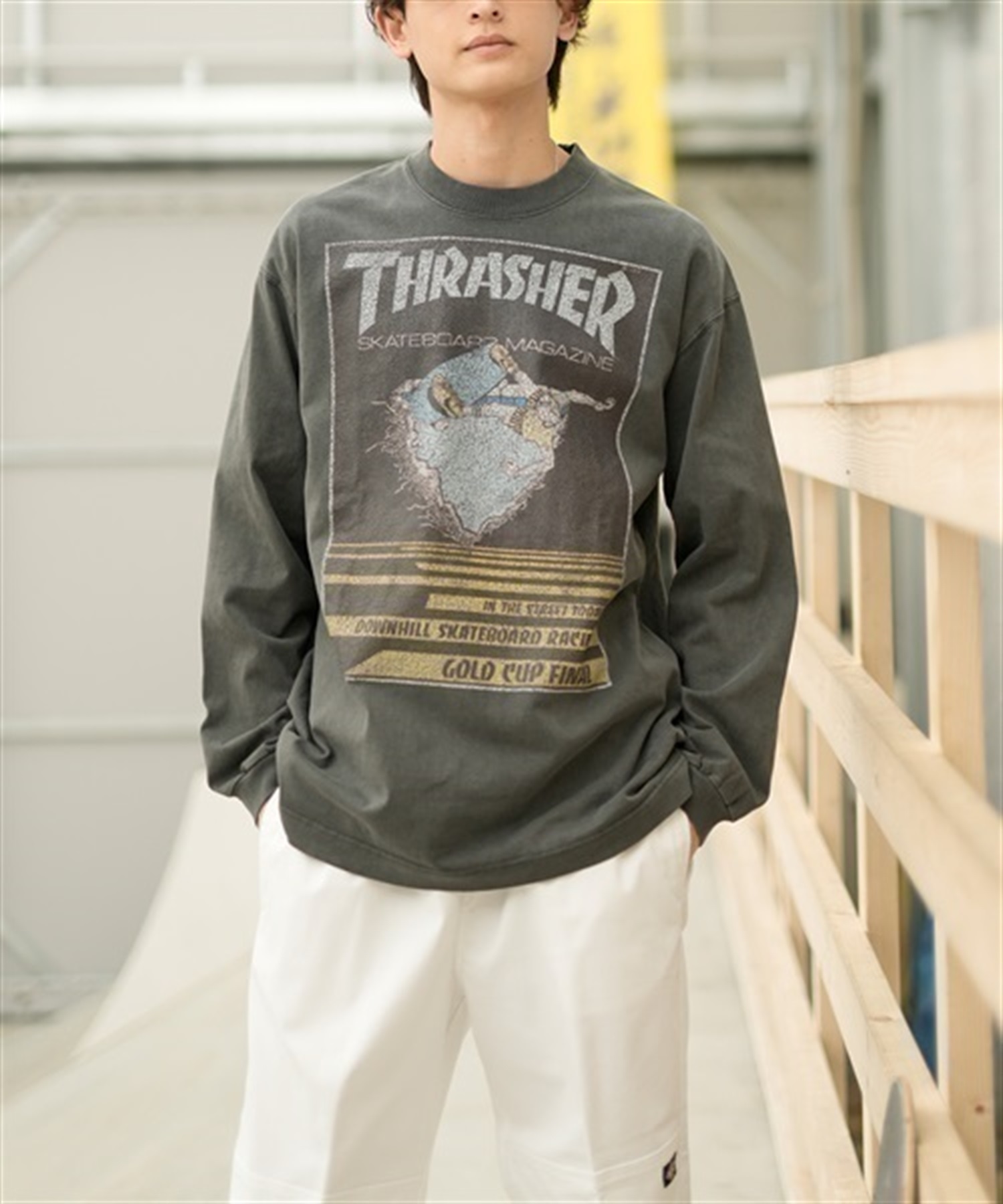 THRASHER/スラッシャー ロンT/長袖 フロントカスレプリント