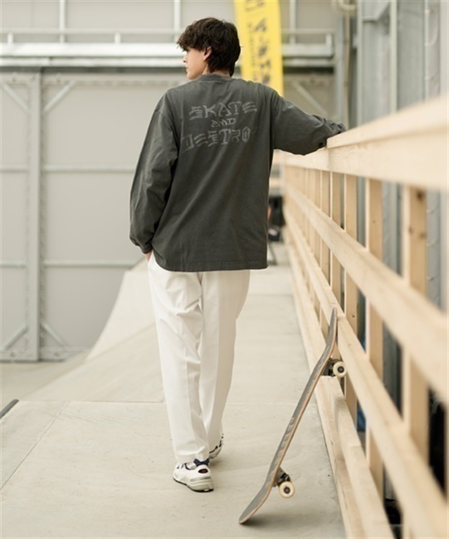 THRASHER/スラッシャー ロンT/長袖 フロントカスレプリント ビックシルエット ヴィンテージライク ピグメント染LSTシャツ 23MS-PLS2 ムラサキスポーツ別注(AUG88-M)