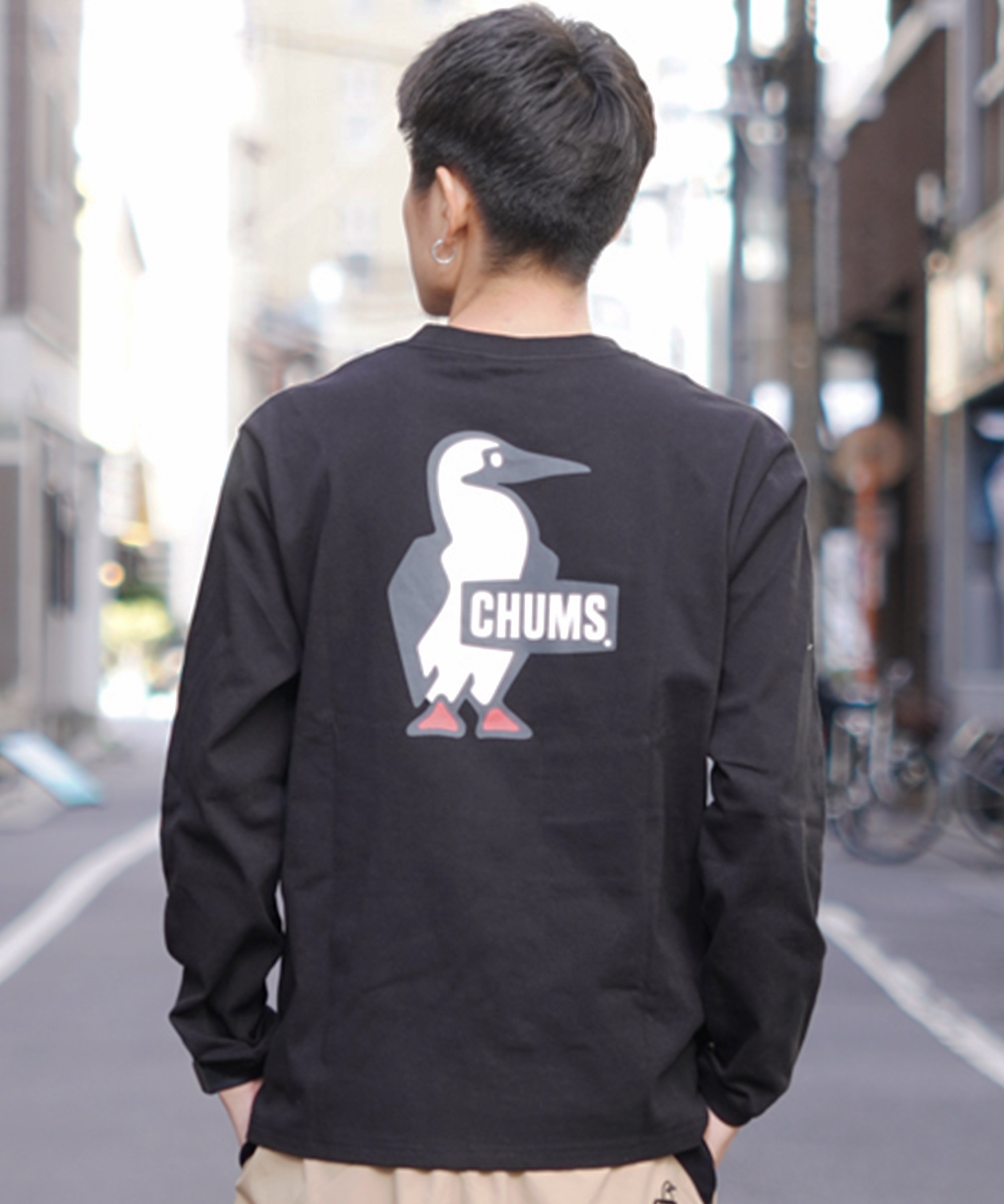 CHUMS チャムス メンズ Tシャツ 長袖 ロンT バックプリント ブービーロゴ CH01-2275(W001-M)