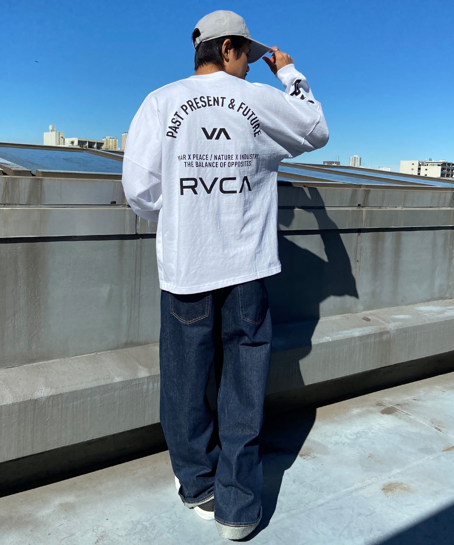 【マトメガイ対象】RVCA ルーカ メンズ 長袖 Tシャツ ロンT バックプリント スリーブロゴ ヘビーウェイト ワイドフィット BE041-056(KHA-S)