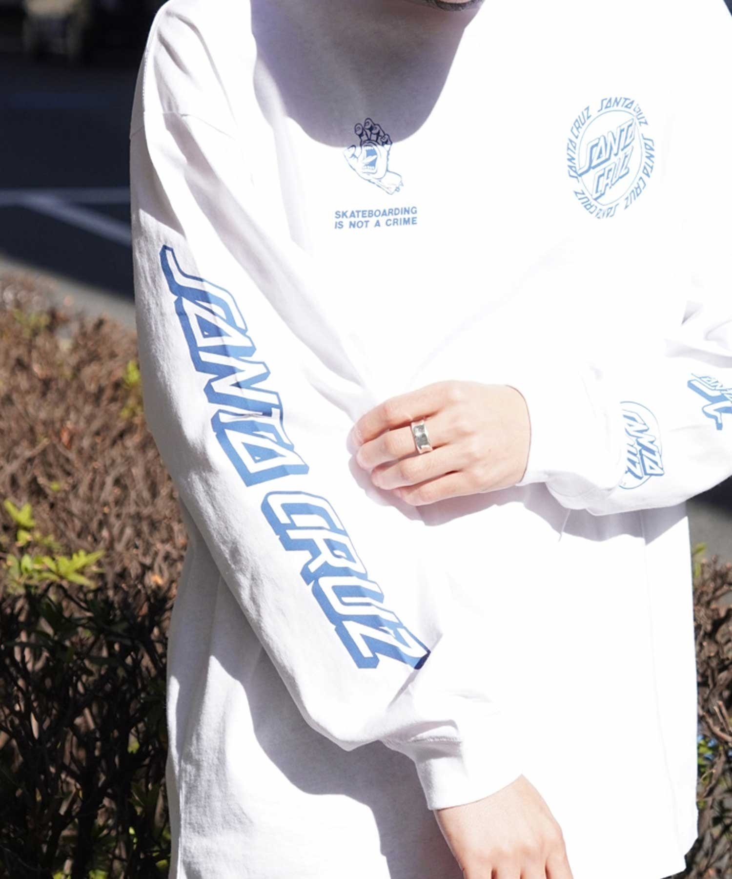 【ムラサキスポーツ限定】 SANTACRUZ サンタクルーズ ロンT ロゴプリント 502241406 メンズ 長袖 Tシャツ(WHITE-M)