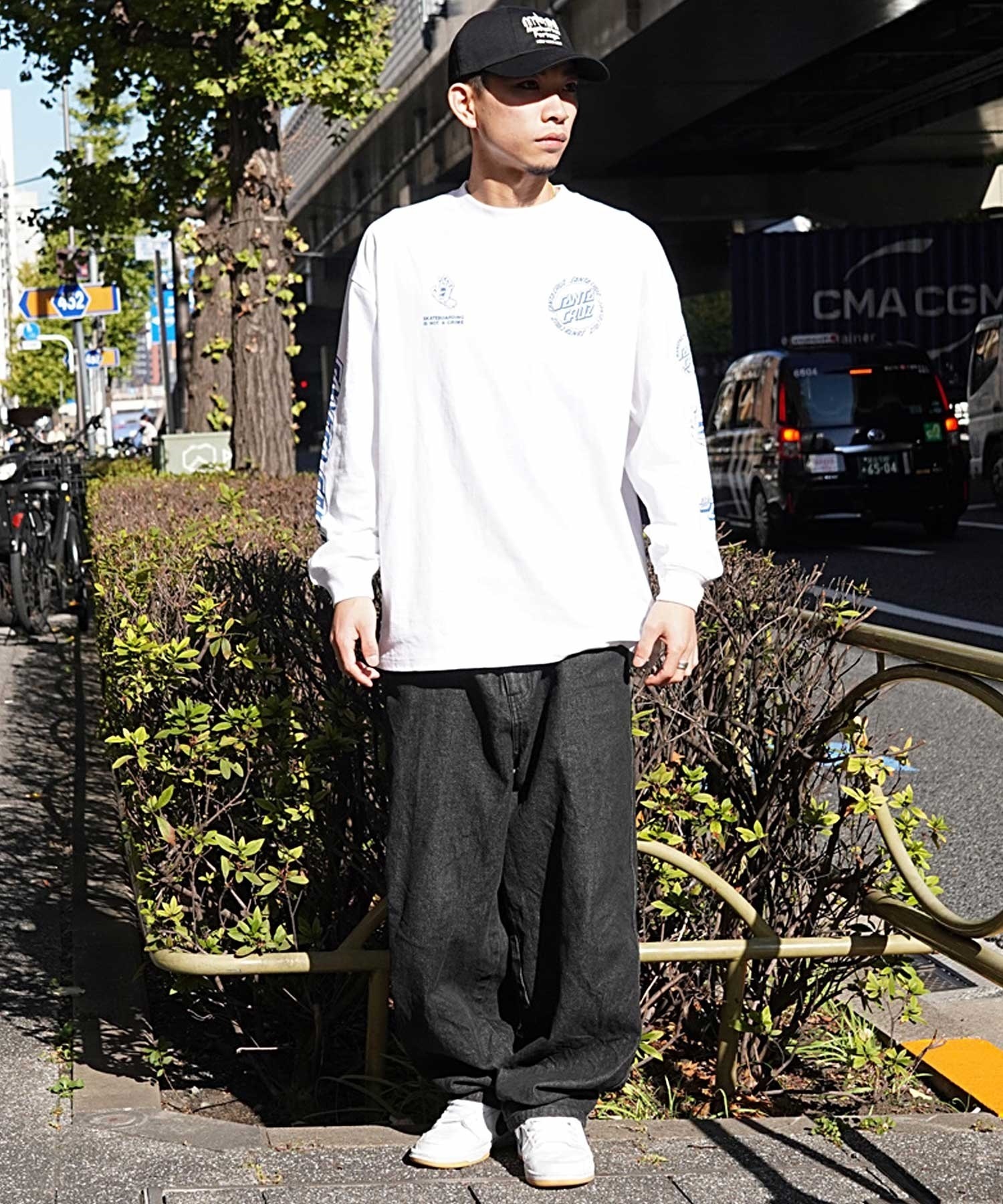 【ムラサキスポーツ限定】 SANTACRUZ サンタクルーズ ロンT ロゴプリント 502241406 メンズ 長袖 Tシャツ(WHITE-M)