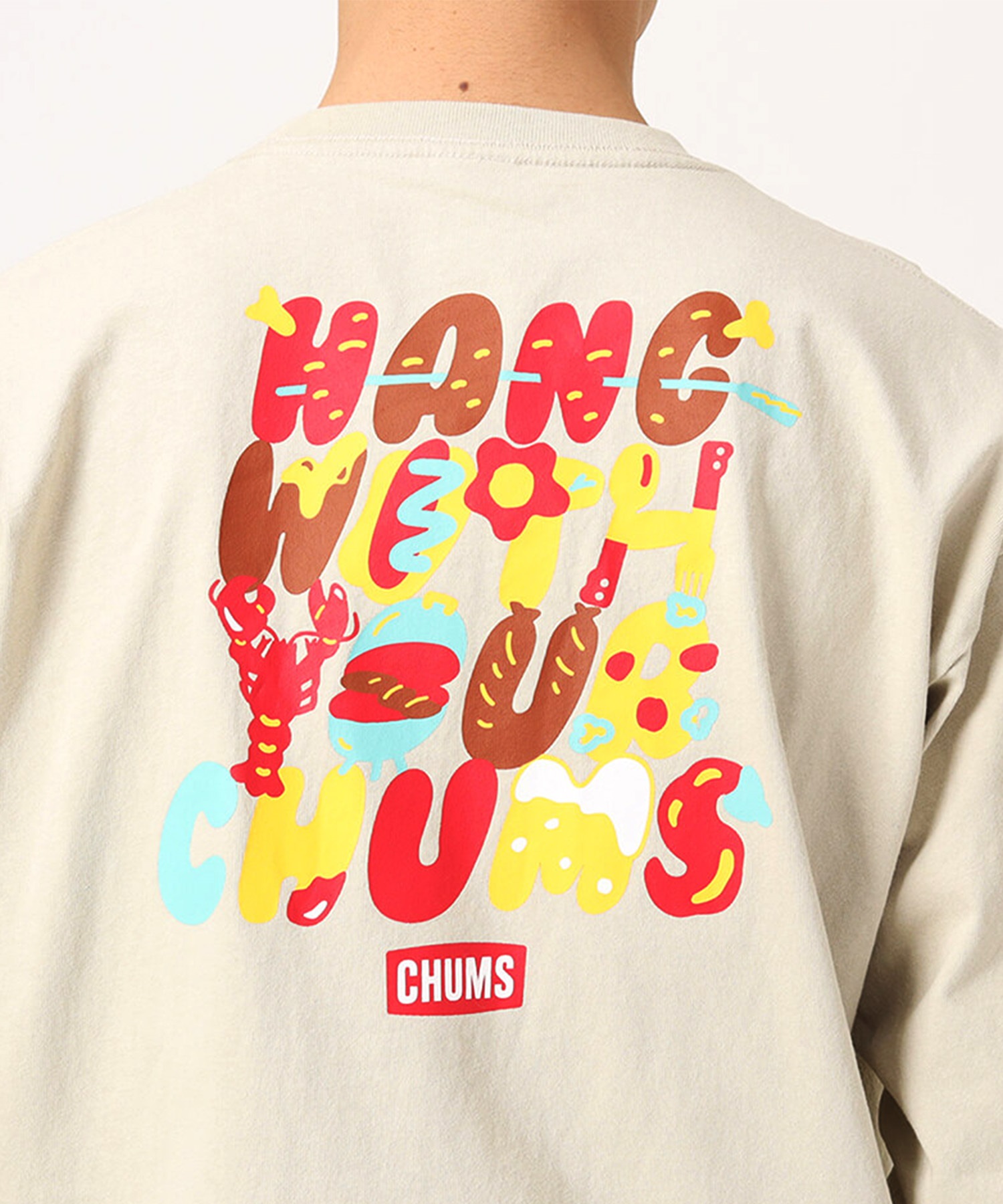 CHUMS チャムス メンズ Tシャツ 長袖 ロンT バックプリント ボックスシルエット ヘビーウェイトコットン 中厚手 CH01-2345(K001-M)