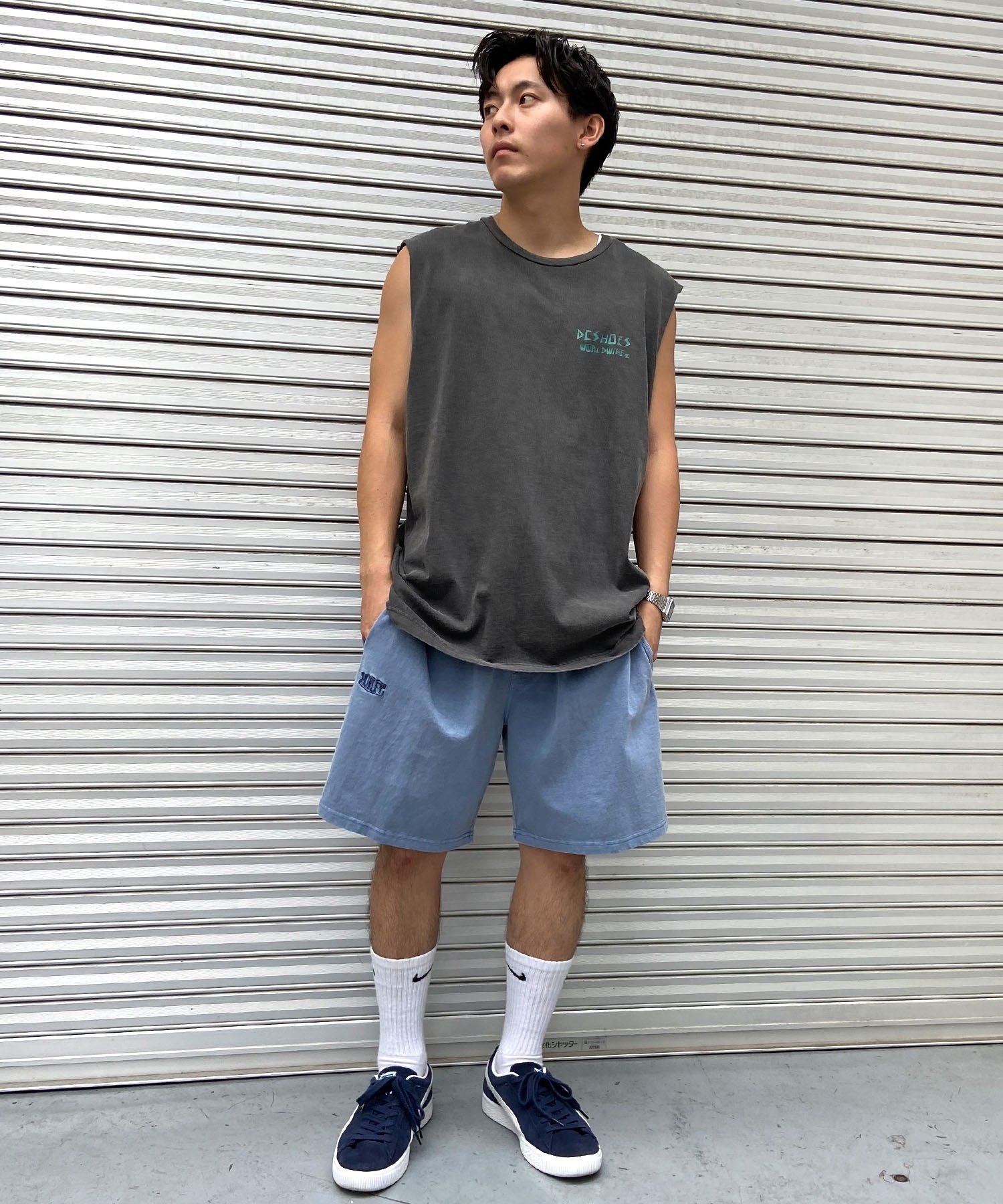tシャツ メタリックスカルモチーフプリントタンクトップ レディース メタリックスカルモチーフプリントタンクトップ（Tシャツ