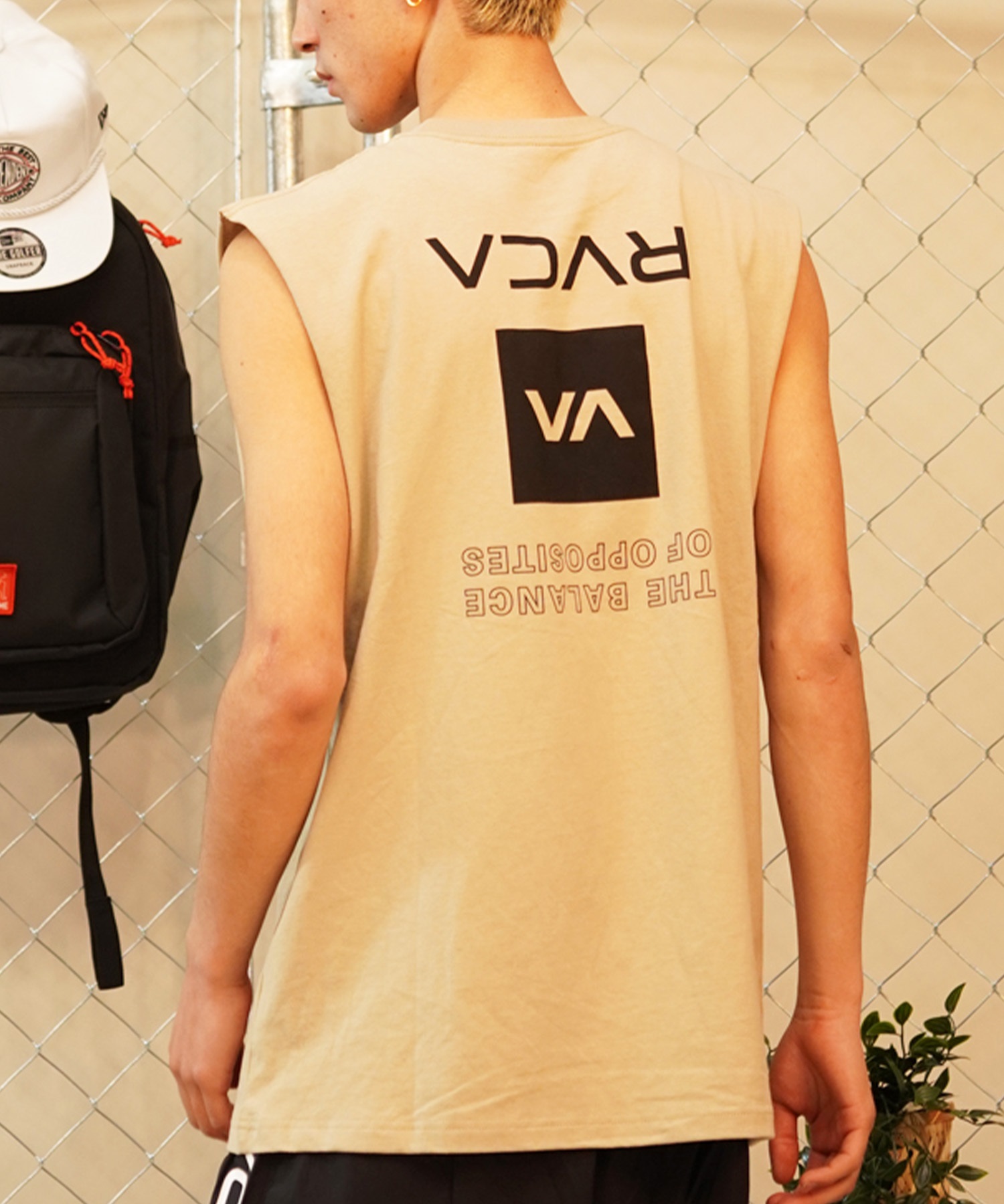 【クーポン対象】RVCA ルーカ メンズ タンクトップ マッスルタンク カットオフスリーブ ボックスロゴ ノースリーブTシャツ BE041-352(WHT-S)