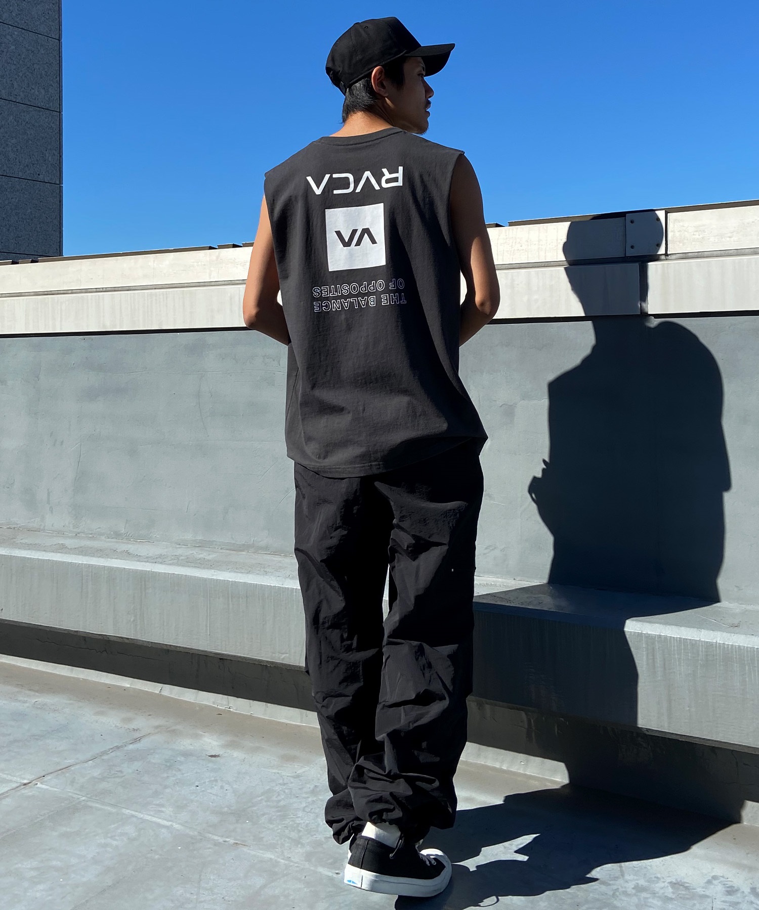 RVCA ルーカ メンズ タンクトップ マッスルタンク カットオフスリーブ ボックスロゴ ノースリーブTシャツ BE041-352(KHA-S)