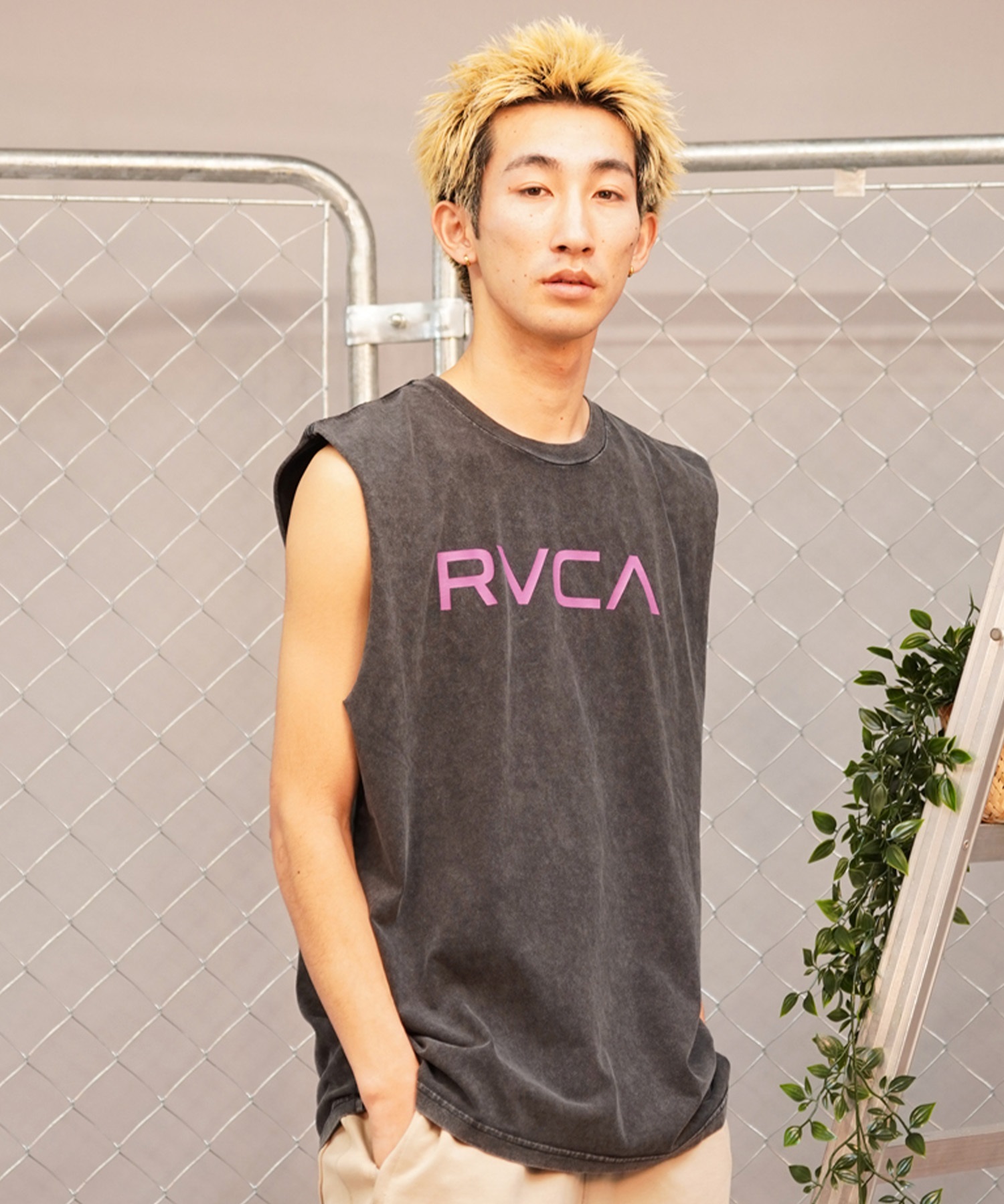 RVCA ルーカ メンズ タンクトップ カットオフ クルーネック BE041-353(BLK-S)