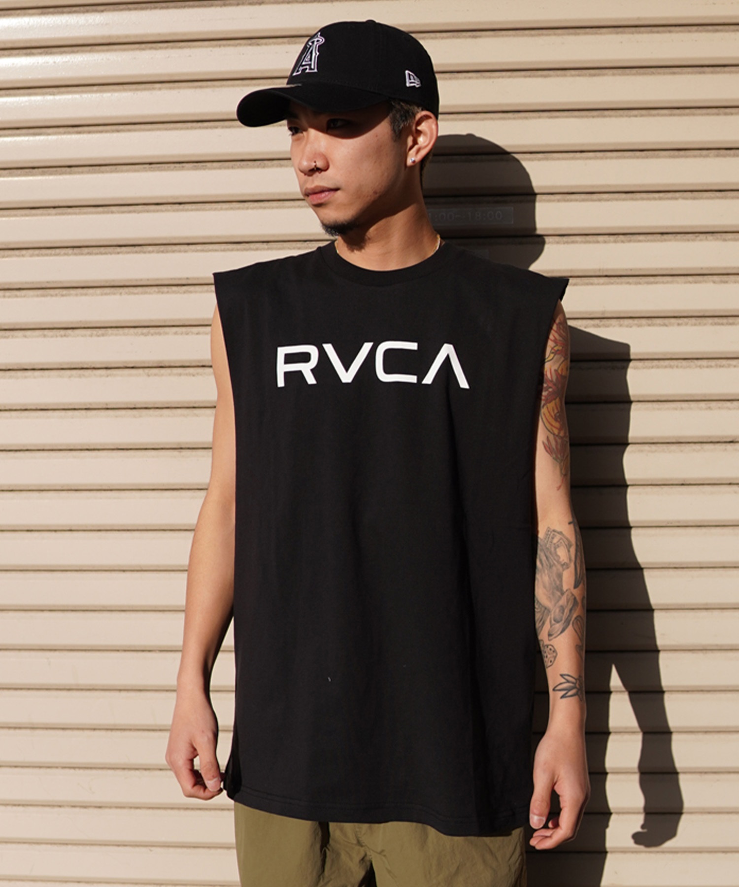 【クーポン対象】RVCA ルーカ メンズ タンクトップ カットオフ クルーネック BE041-353(BLK-S)