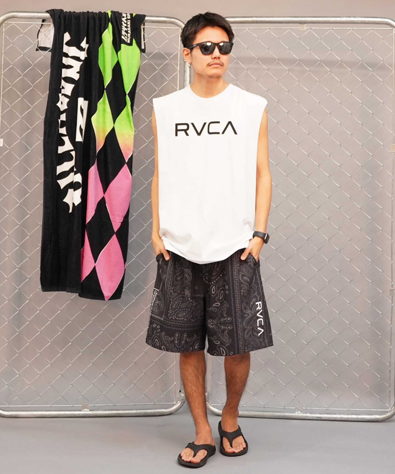 【クーポン対象】RVCA ルーカ メンズ タンクトップ カットオフ クルーネック BE041-353(WHT-S)