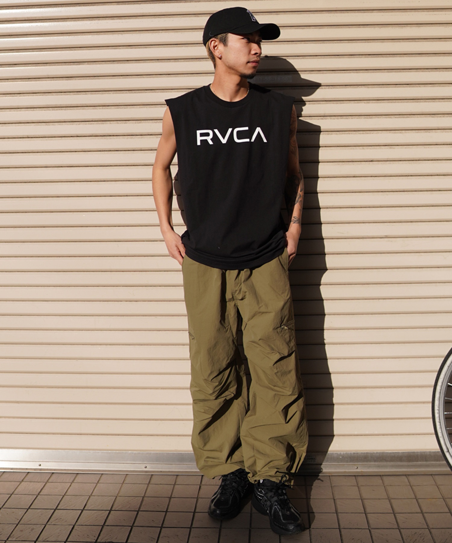 【クーポン対象】RVCA ルーカ メンズ タンクトップ カットオフ クルーネック BE041-353(BLK-S)