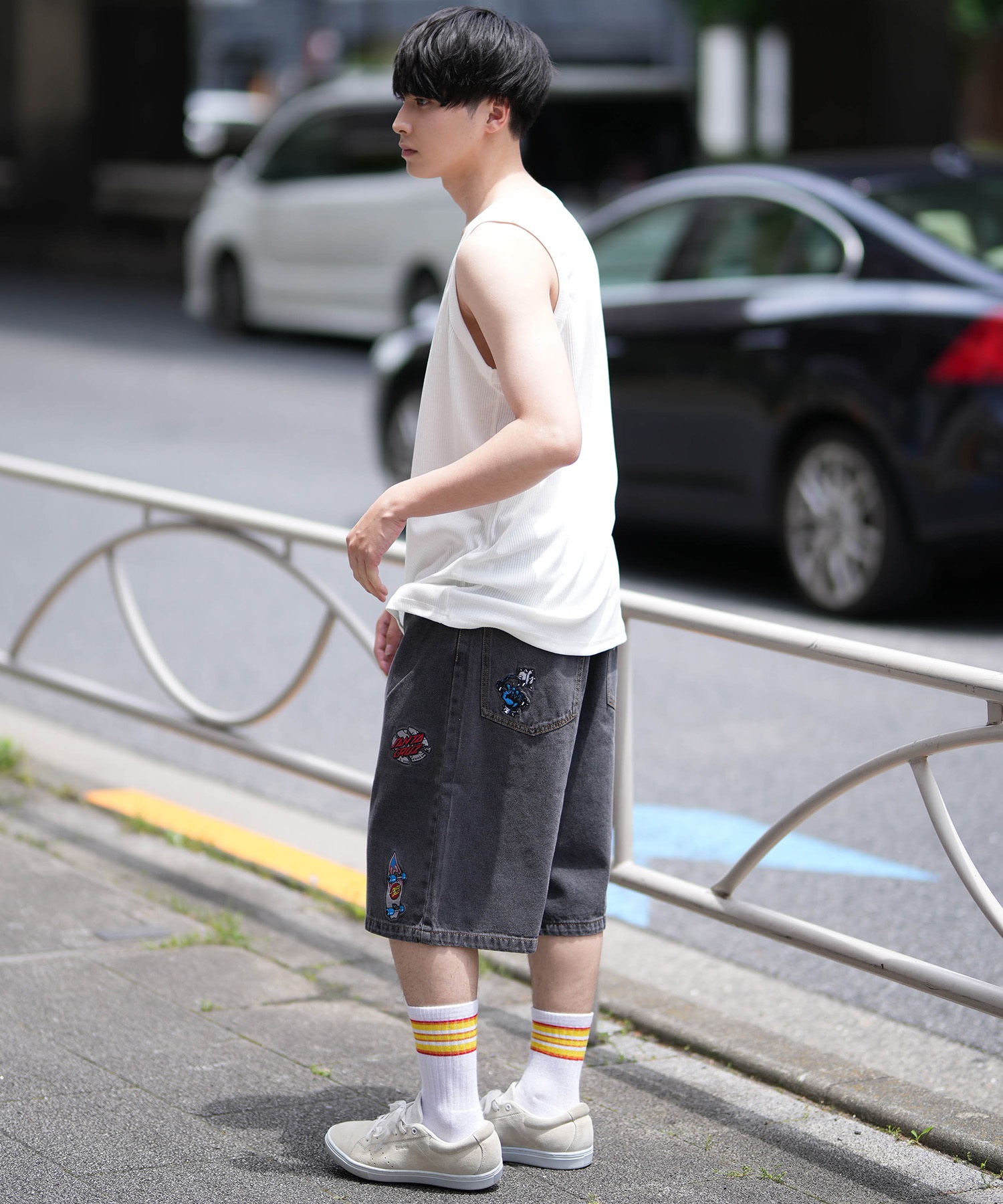 DEAR LAUREL ディアローレル メンズ タンクトップ ワイドリブ 無地