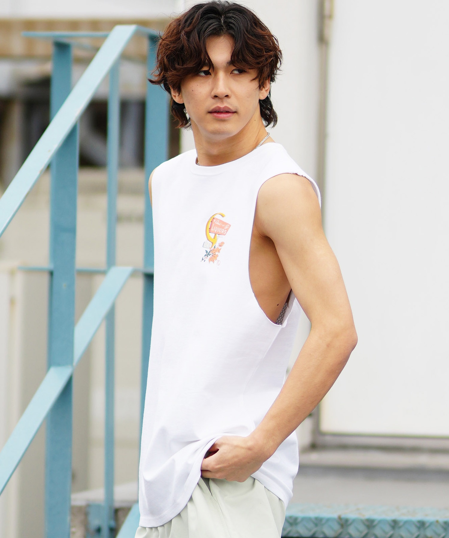 【ムラサキスポーツ限定】 LOST ロスト メンズ タンクトップ バックプリント LOST CITY TA L24SS-T(WHT-M)