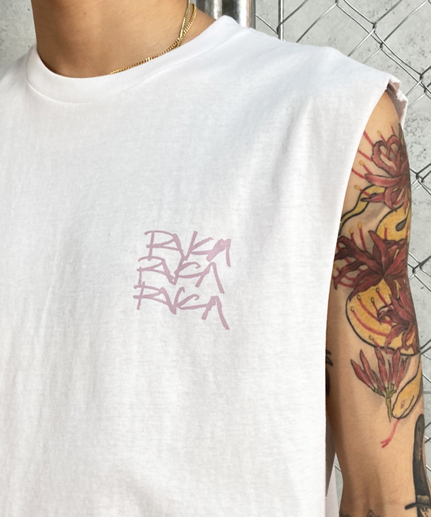 RVCA ルーカ メンズ タンクトップ カットオフ バックプリント オーバーサイズ BE04A-357(WHT-S)