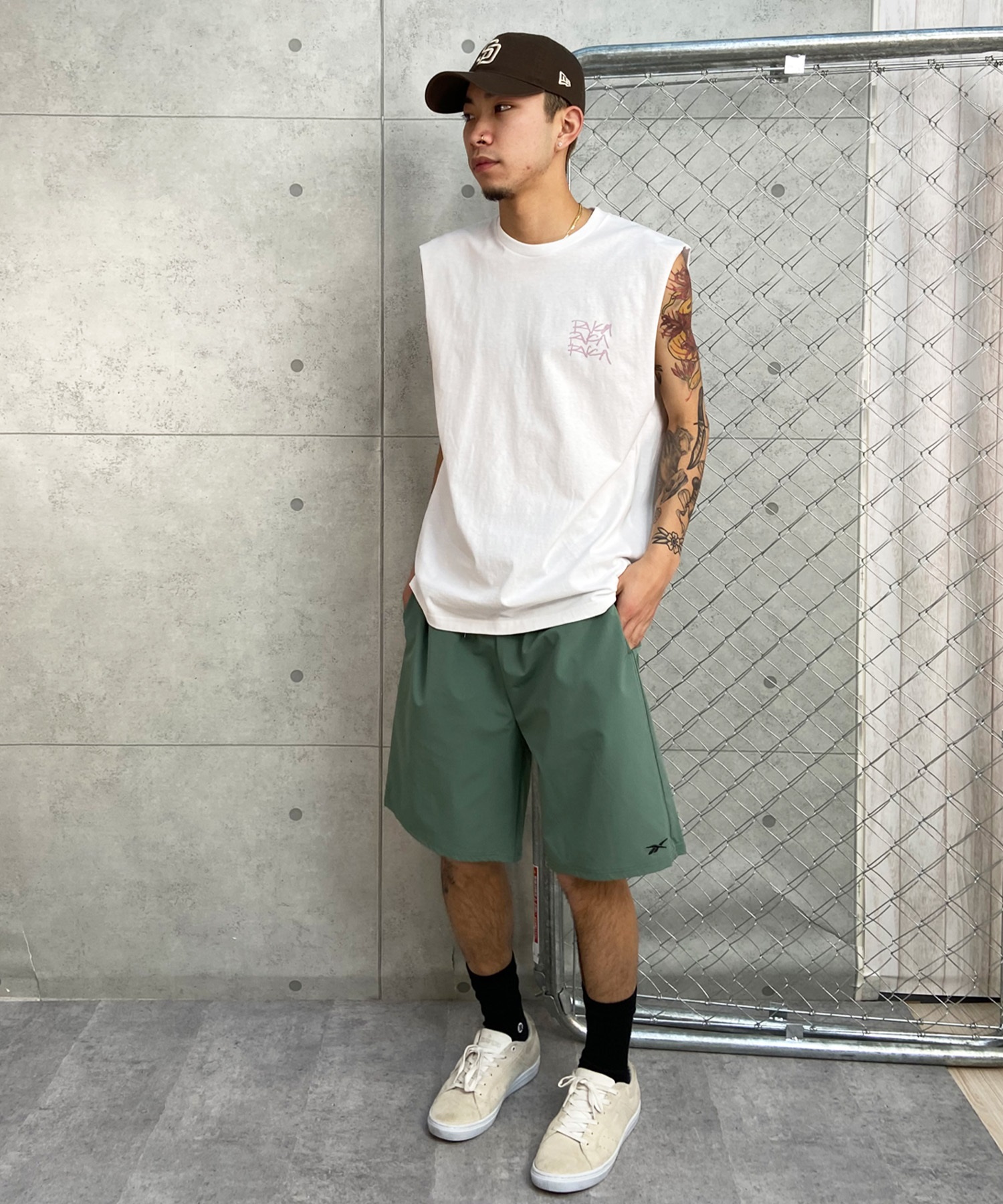 RVCA ルーカ メンズ タンクトップ カットオフ バックプリント オーバーサイズ BE04A-357(WHT-S)