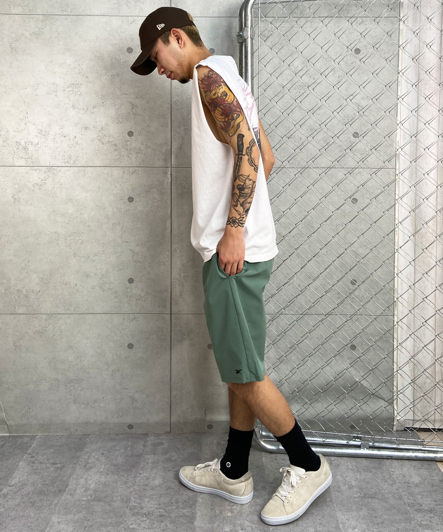 RVCA ルーカ メンズ タンクトップ カットオフ バックプリント オーバーサイズ BE04A-357(WHT-S)