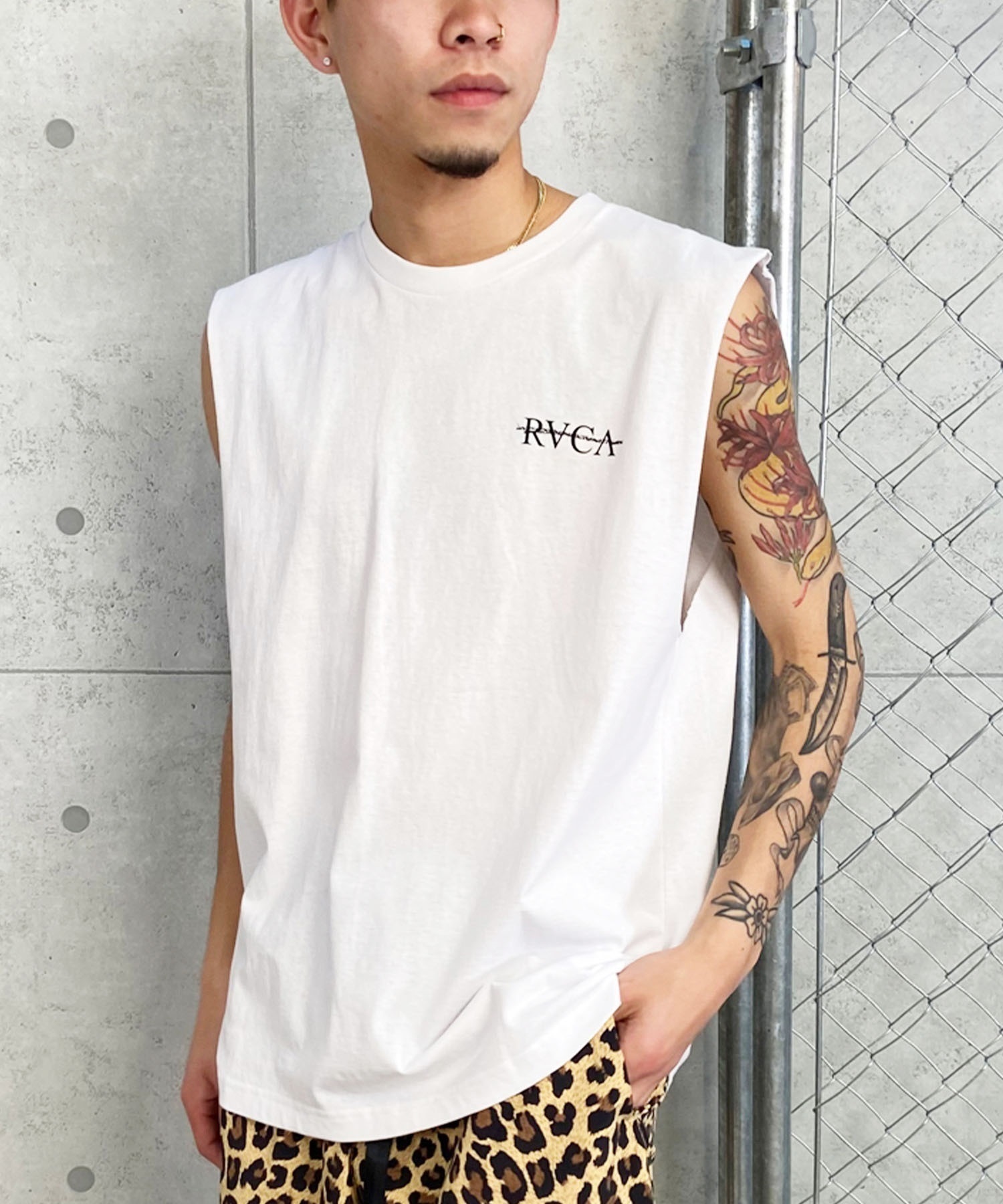 RVCA ルーカ タンクトップ カットオフ バックプリント オーバーサイズ BE04A-360(WHT-S)
