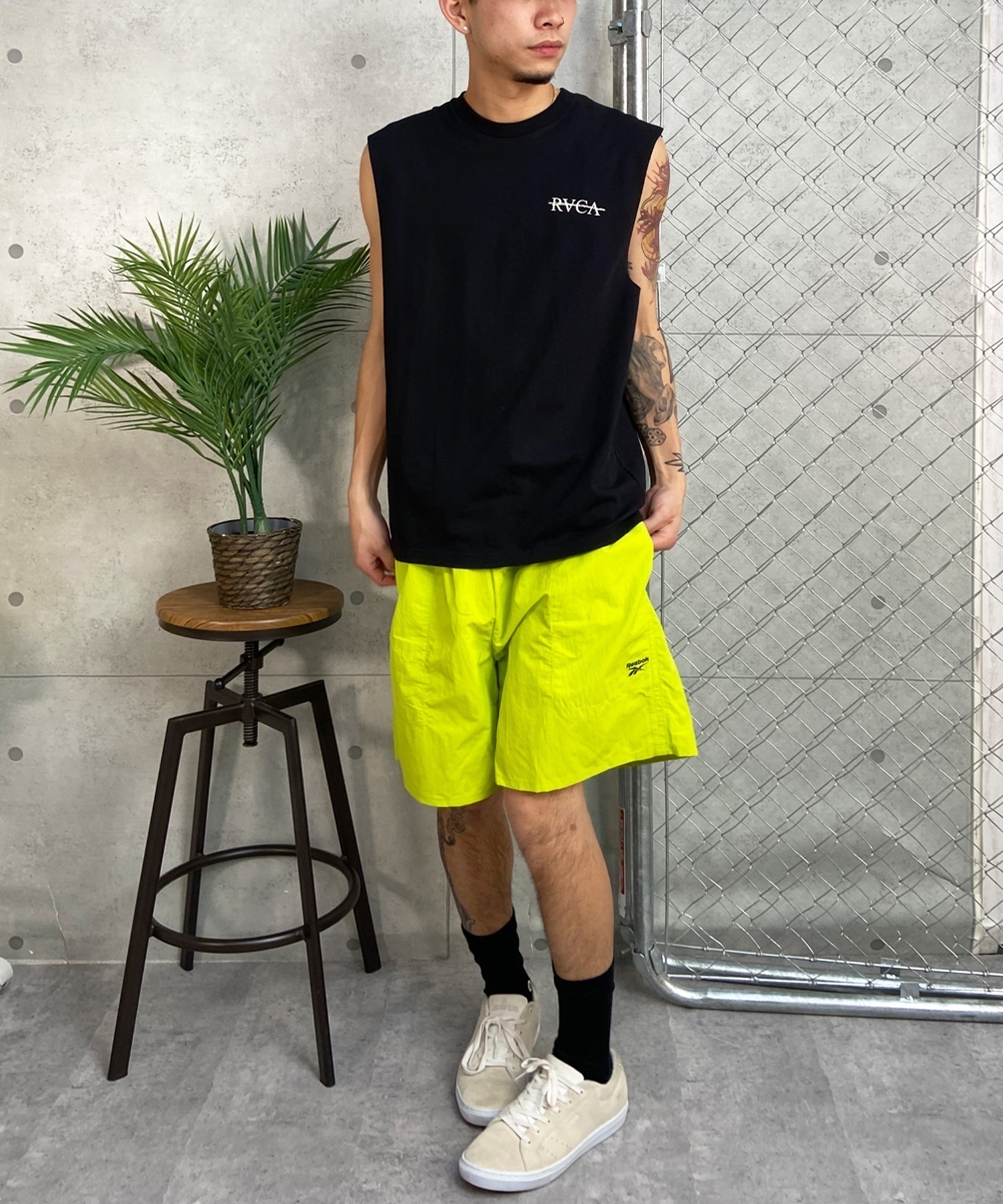 RVCA ルーカ タンクトップ カットオフ バックプリント オーバーサイズ BE04A-360(WHT-S)