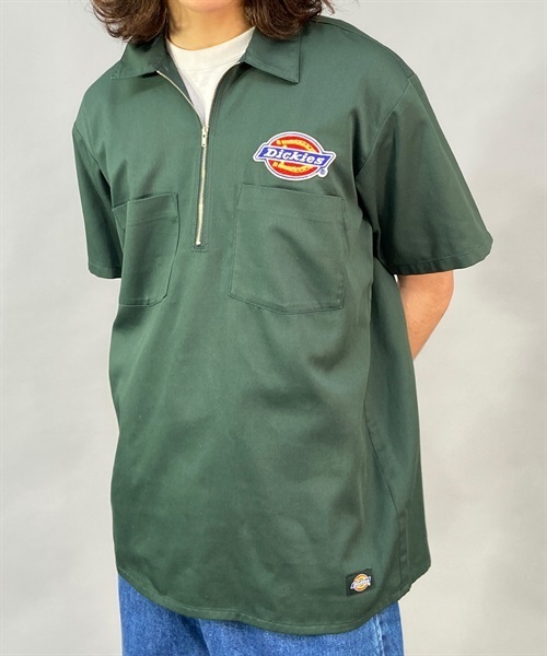 Dickies ディッキーズ HALF ZIP S/S-SHIRT ハーフジップショート 