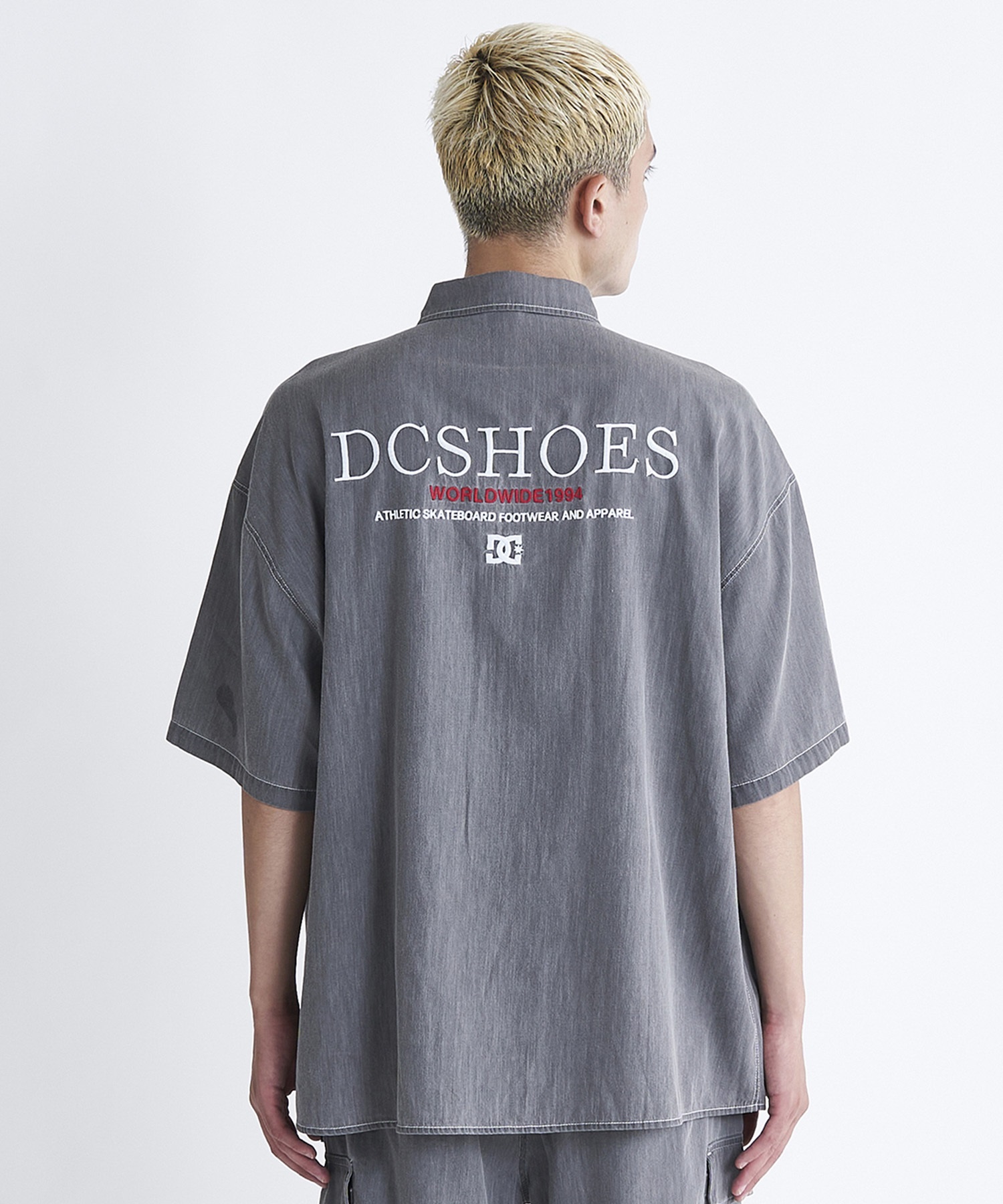 DC ディーシー メンズ 半袖シャツ バックロゴ 刺繍 ビッグシルエット セットアップ対応 DSH242001(BKC-M)