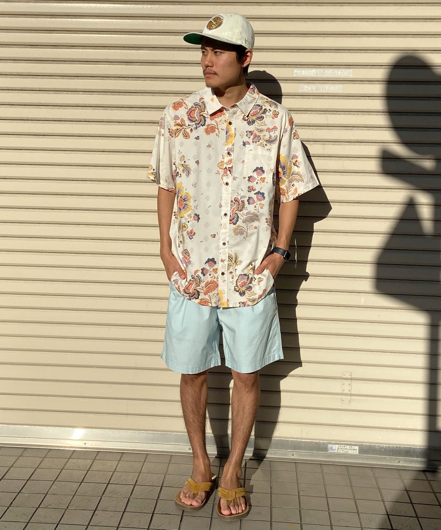 【マトメガイ対象】BILLABONG ビラボン メンズ 半袖シャツ SUNDAYS SS 総柄 BE011-123(NVY-M)