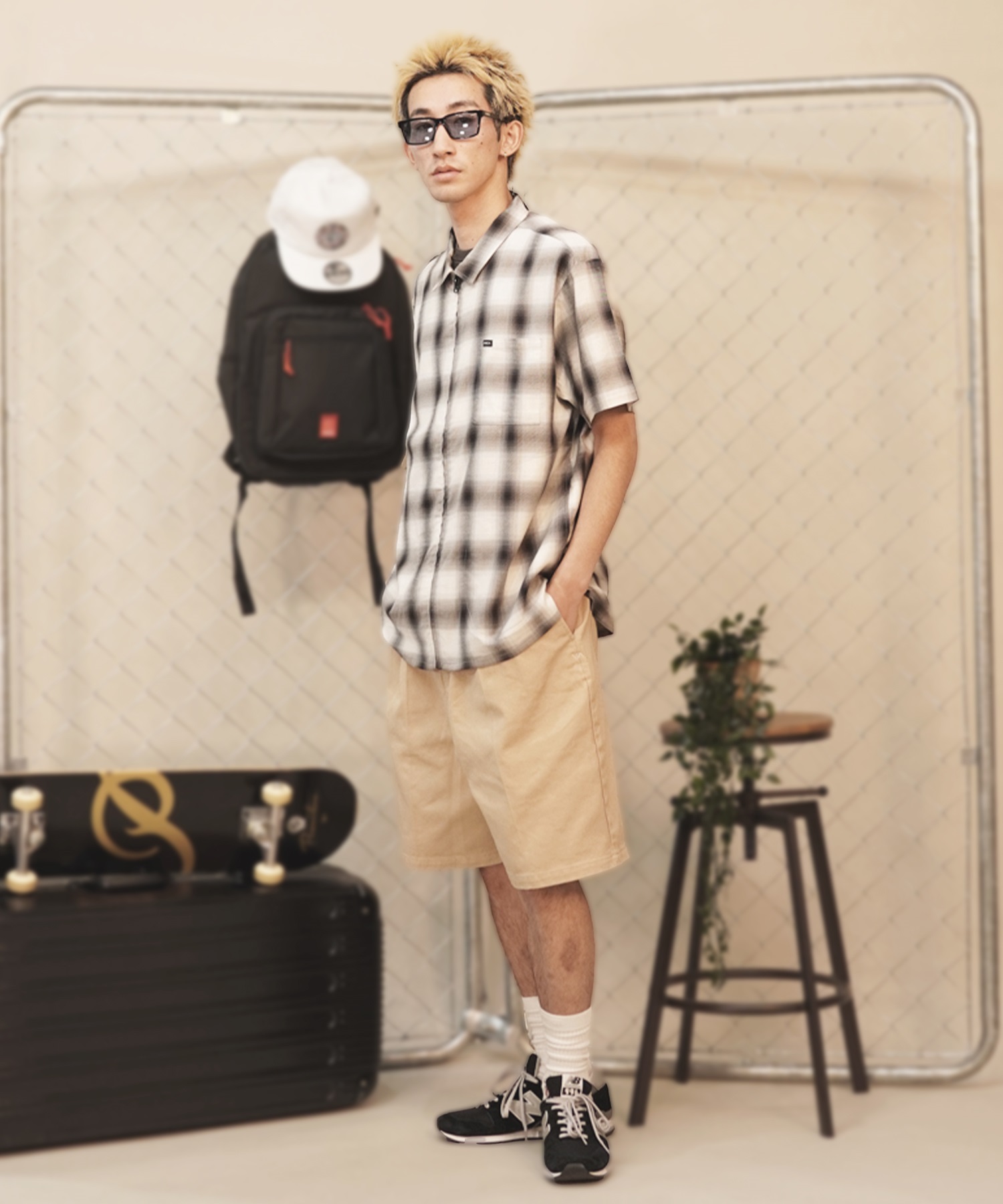 RVCA ルーカ メンズ ネルシャツ 半袖 前ファスナー ジップアップ