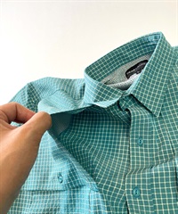 DEAR LAUREL ディアローレル メンズ ユーティリティーフラップシャツ 半袖 格子柄 Utility flap shirts D24S2401(OLV-M)
