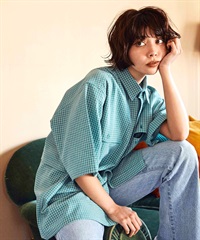 DEAR LAUREL ディアローレル メンズ ユーティリティーフラップシャツ 半袖 格子柄 Utility flap shirts D24S2401(BLK-M)