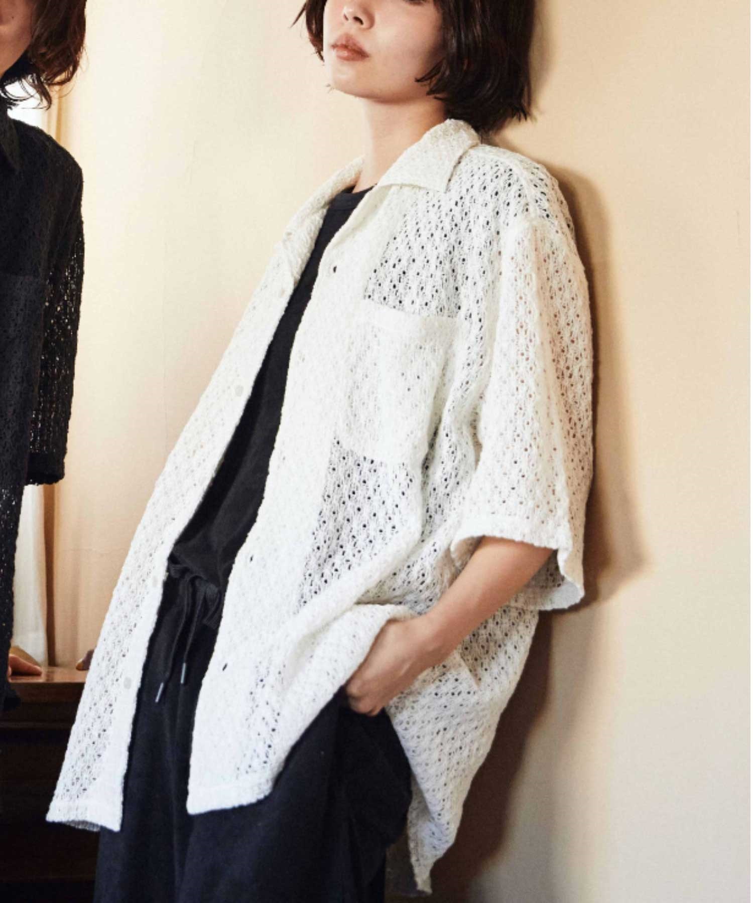 DEUXIEME CLASSE - 未使用！スタンド アローン　LACE Tブラウス COFREX】 配色 スタンド ギャザーブラウス 五分袖 レディース