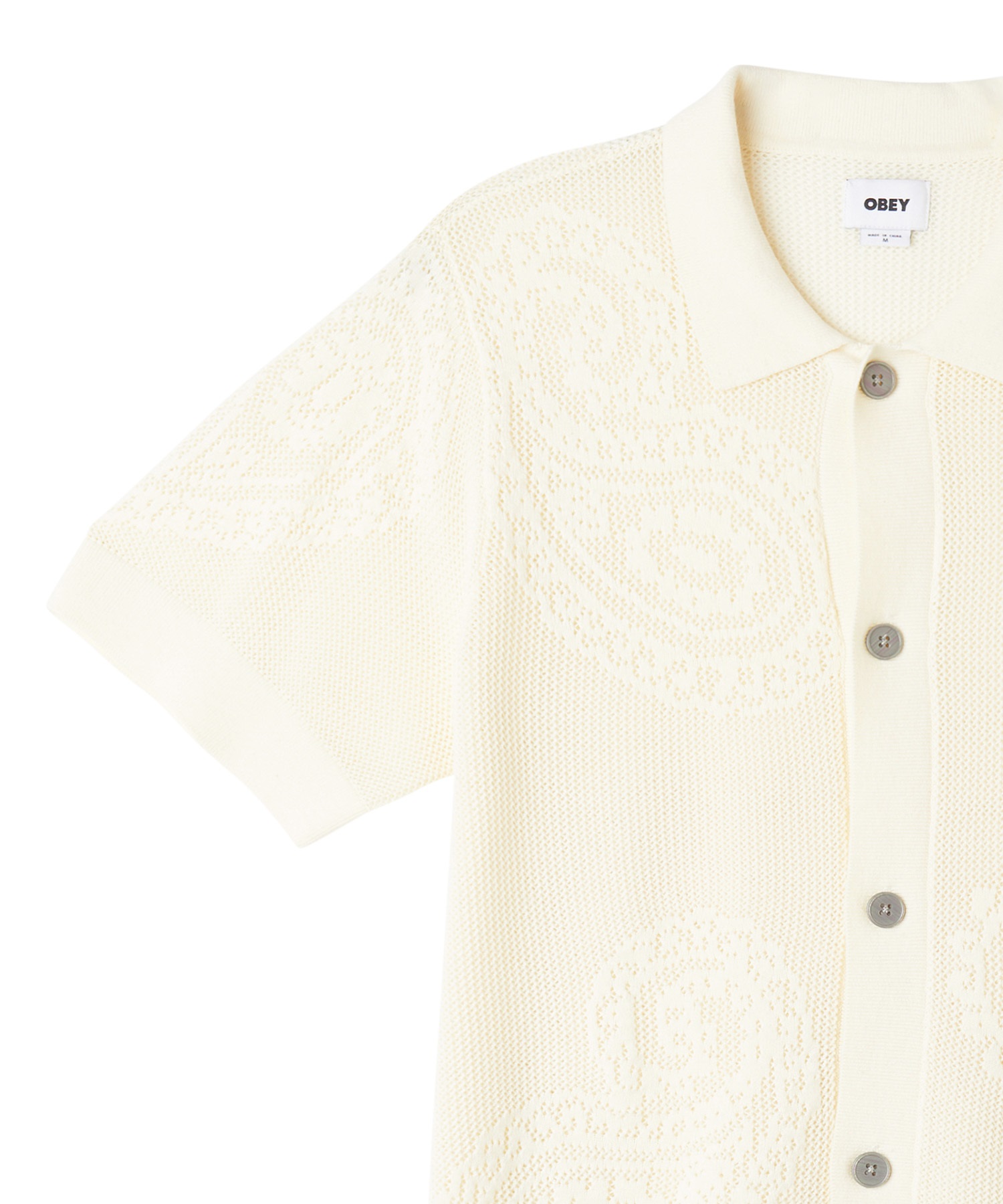 OBEY オベイ メンズ ニットシャツ ポロ 半袖 手編み風 ペイズリー柄 TEAR DROP OPENKNIT SHIRT 151000080(UBL-M)