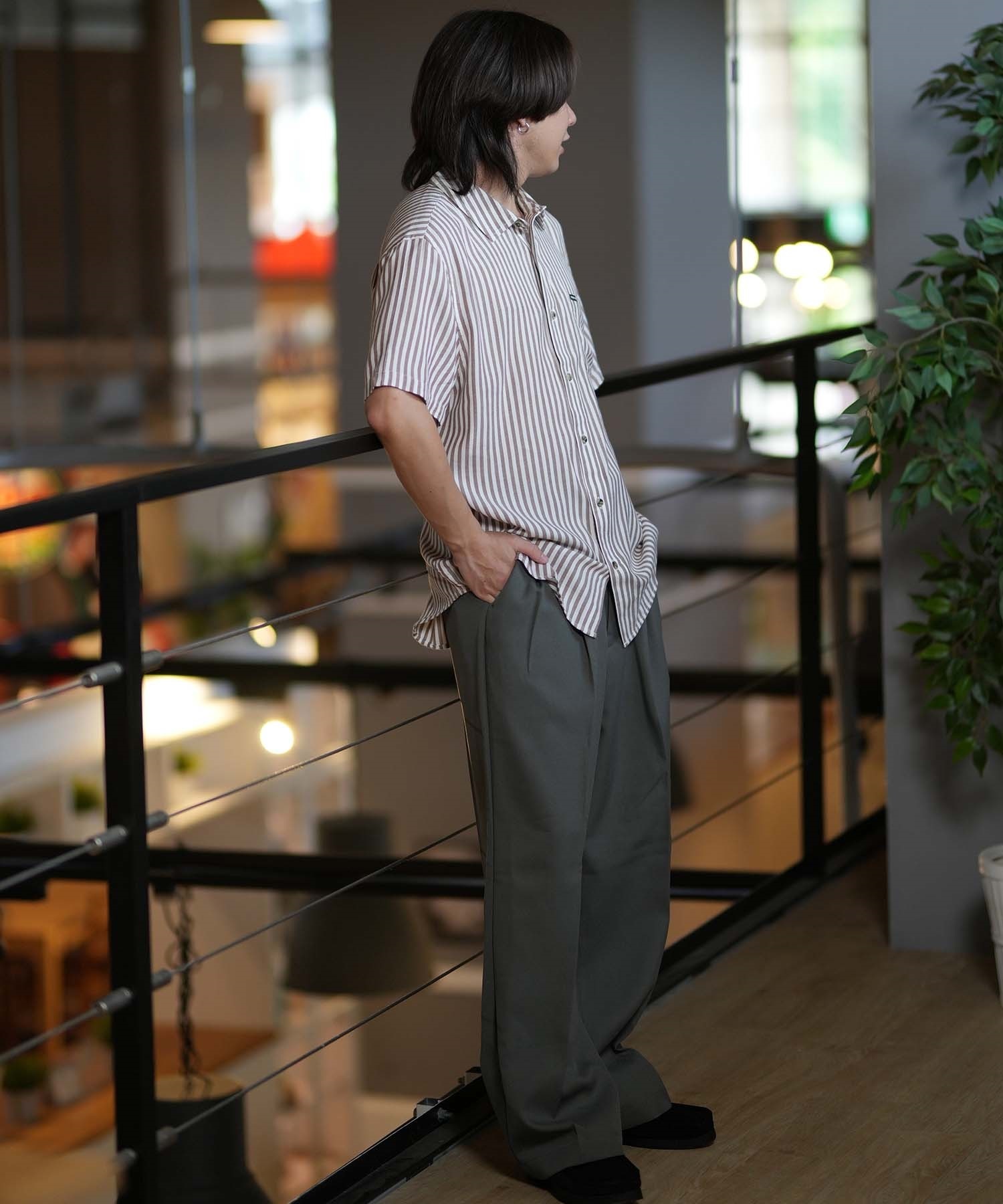 BRIXTON ブリクストン 半袖 シャツ メンズ CHARTER HB STRIPE S S WVN