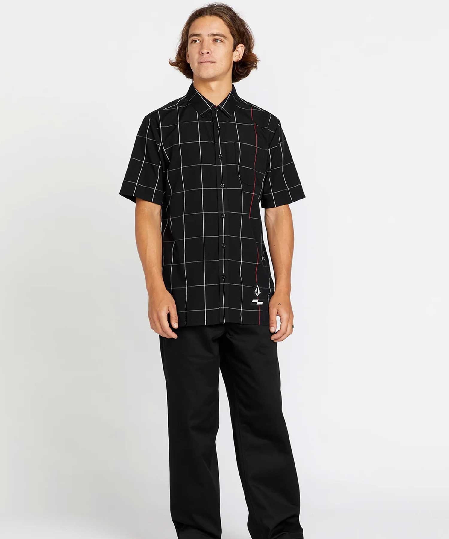 VOLCOM ボルコム メンズ 半袖 シャツ DESI A0422401 ピーター・シュロフ コラボレーション(BLK-M)