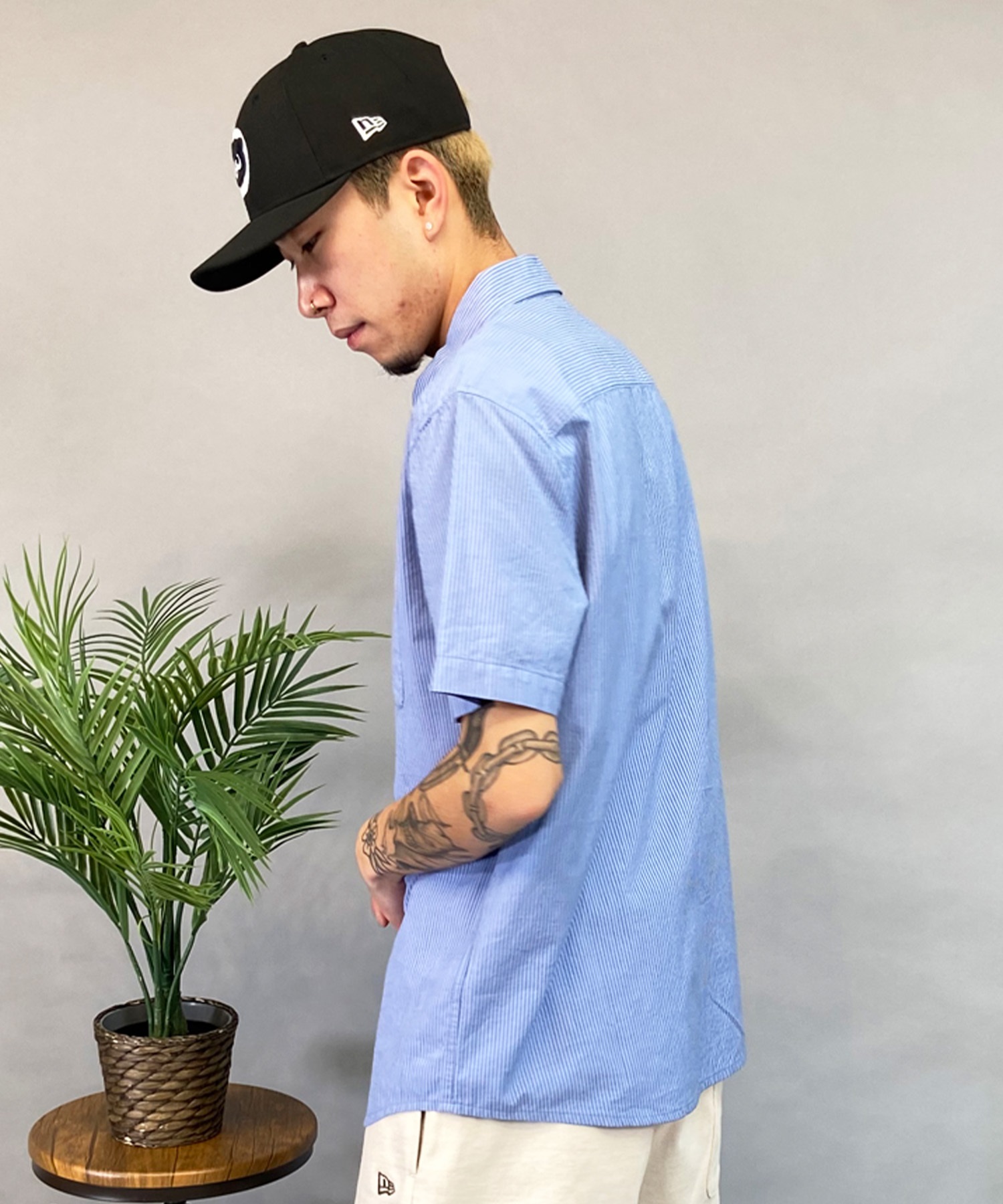RVCA ルーカ 半袖 シャツ メンズ オープンカラー 細ストライプ