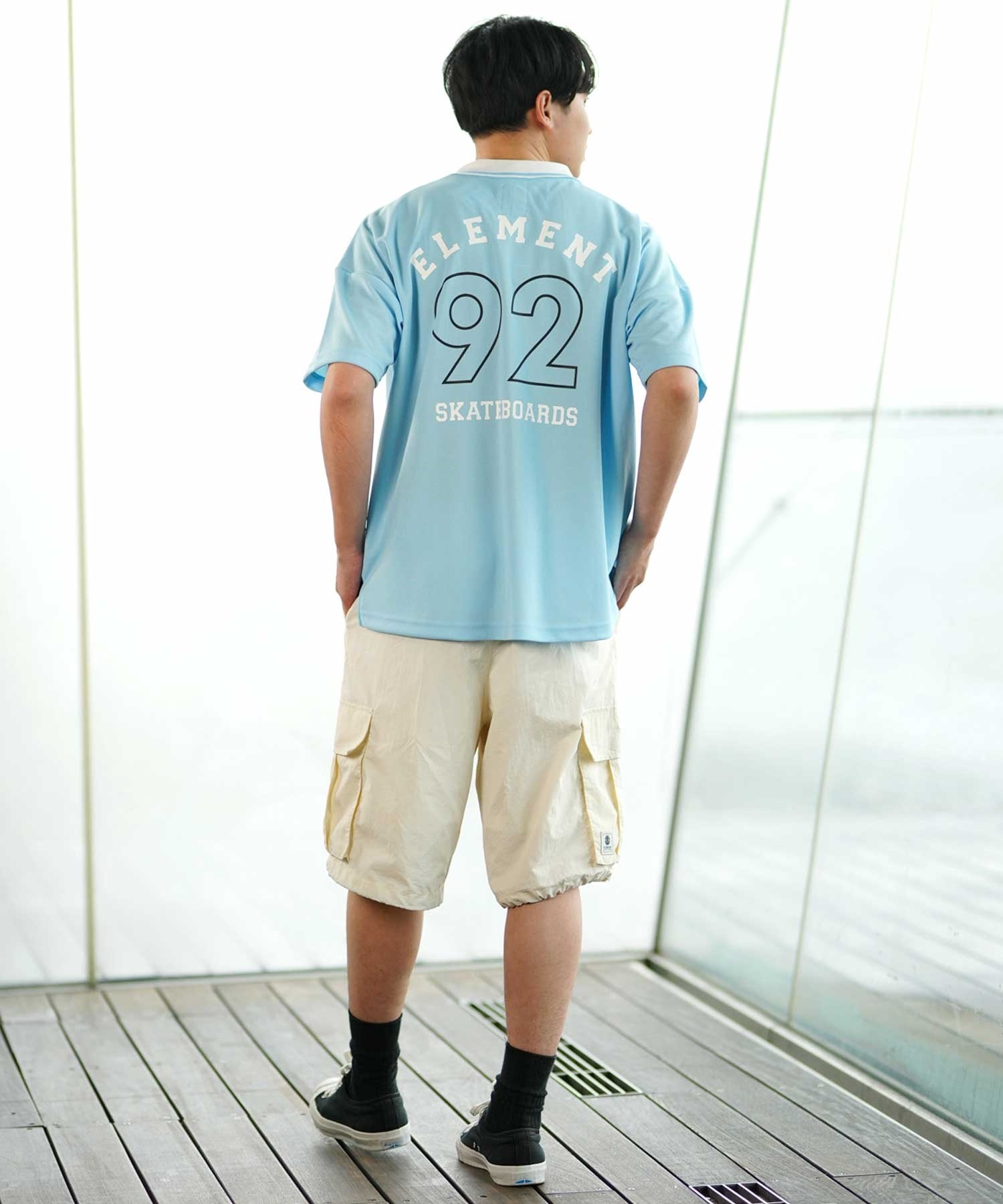 ELEMENT エレメント BE021-170 メンズ 半袖 Tシャツ ゲームシャツ フットボール 90年代 レギュラー シルエット(BLU-M)