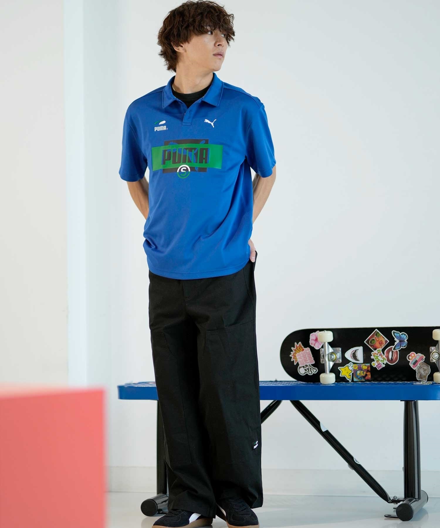 【マトメガイ対象】PUMA プーマ スケートボーディング スケートボード メンズ 半袖 ロシャツ 625694(01-M)