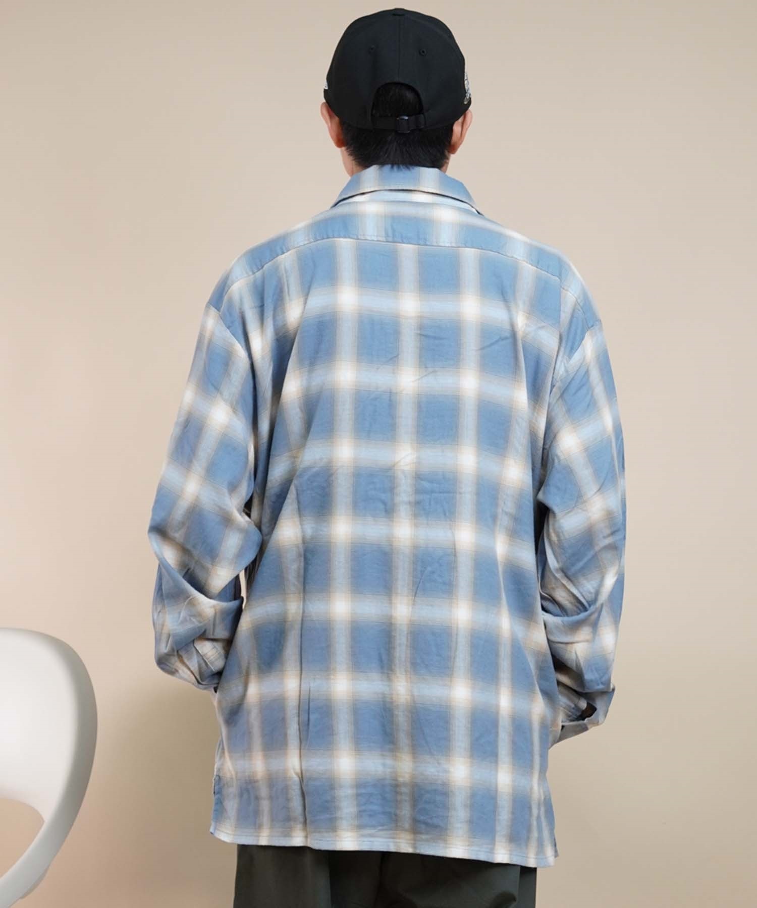 RVCA ルーカ OMBRER CHECK ZIP SHIRTS メンズ シャツ ジップアップ チェック オーバーサイズ BE041-759(LBL-S)