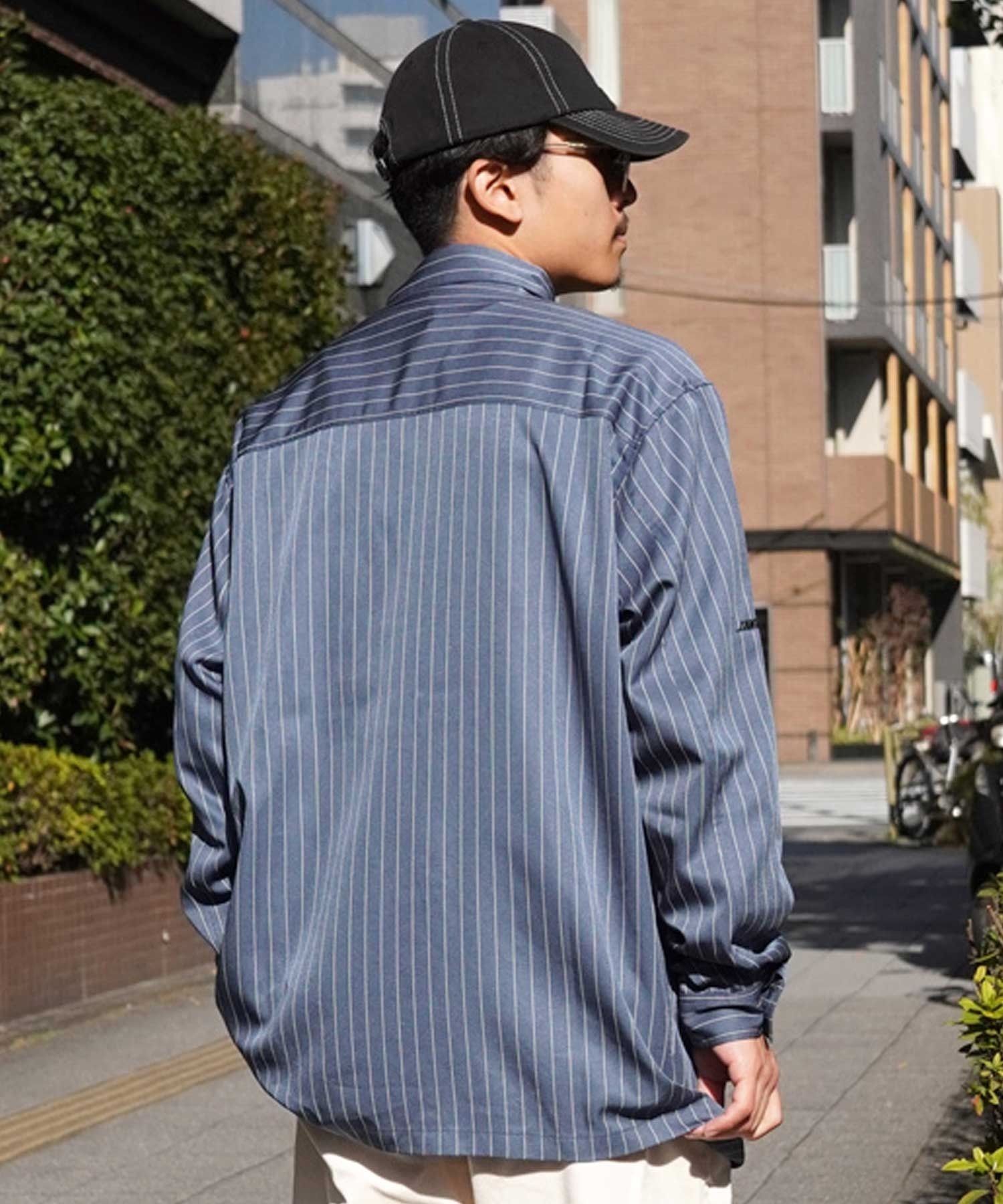 SANTACRUZ サンタクルーズ ワークシャツ ストライプ柄 502241202 メンズ 長袖 シャツ ムラサキスポーツ限定(ST/BL-M)