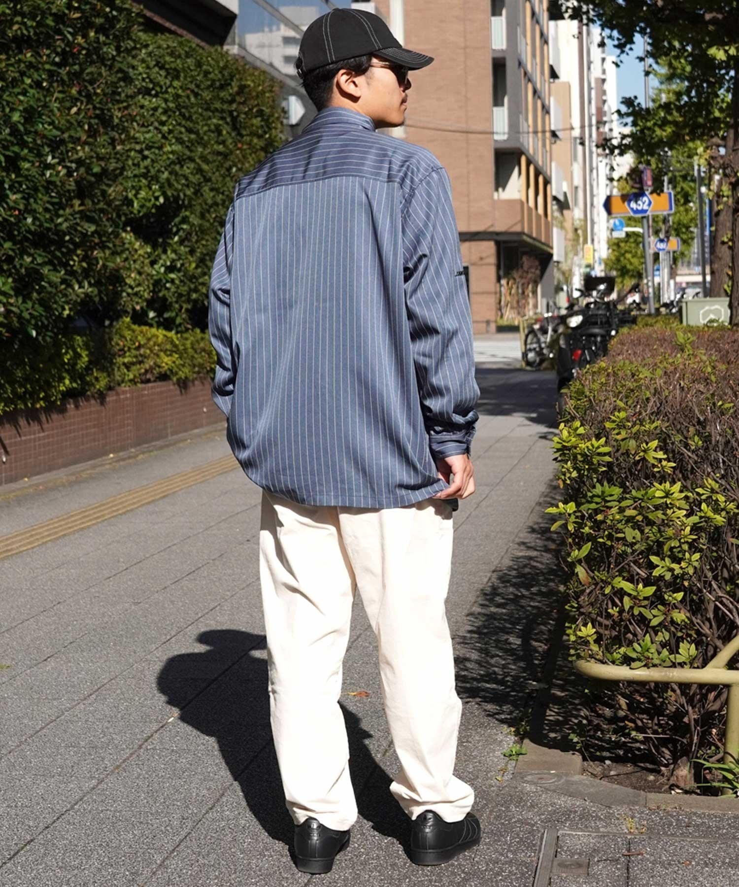 SANTACRUZ サンタクルーズ ワークシャツ ストライプ柄 502241202 メンズ 長袖 シャツ ムラサキスポーツ限定(ST/BL-M)