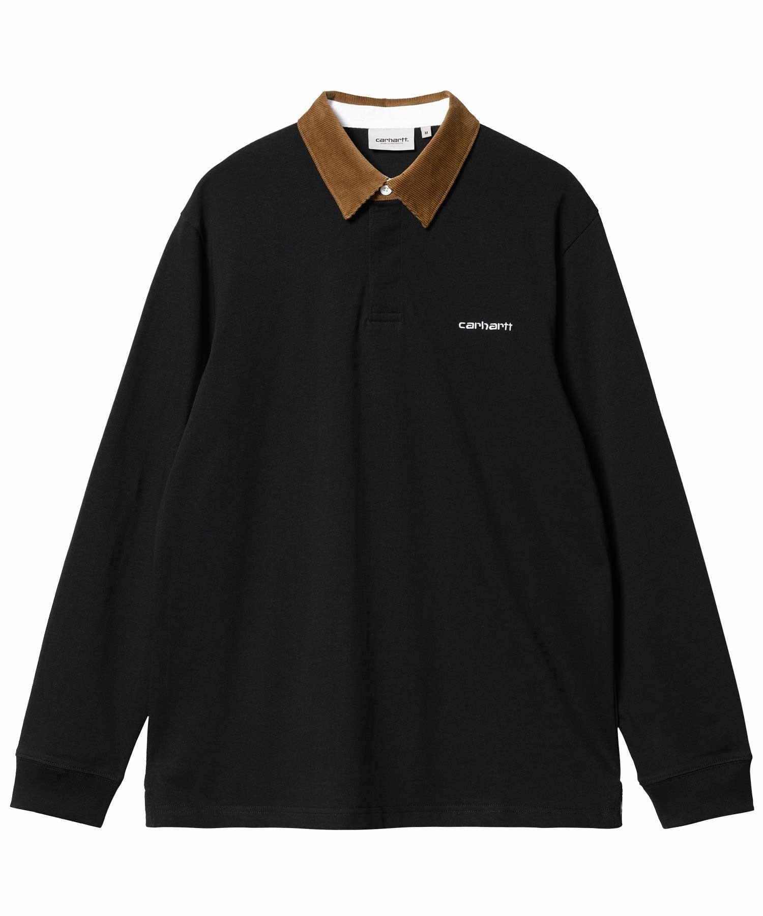 Carhartt WIP/カーハートダブリューアイピー 長袖ポロシャツ コーデュロイ ルーズシルエット I028289(BLACK-S)