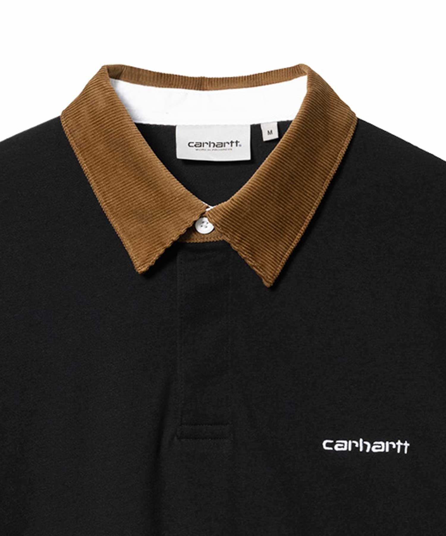 Carhartt WIP/カーハートダブリューアイピー 長袖ポロシャツ コーデュロイ ルーズシルエット I028289(BLACK-S)