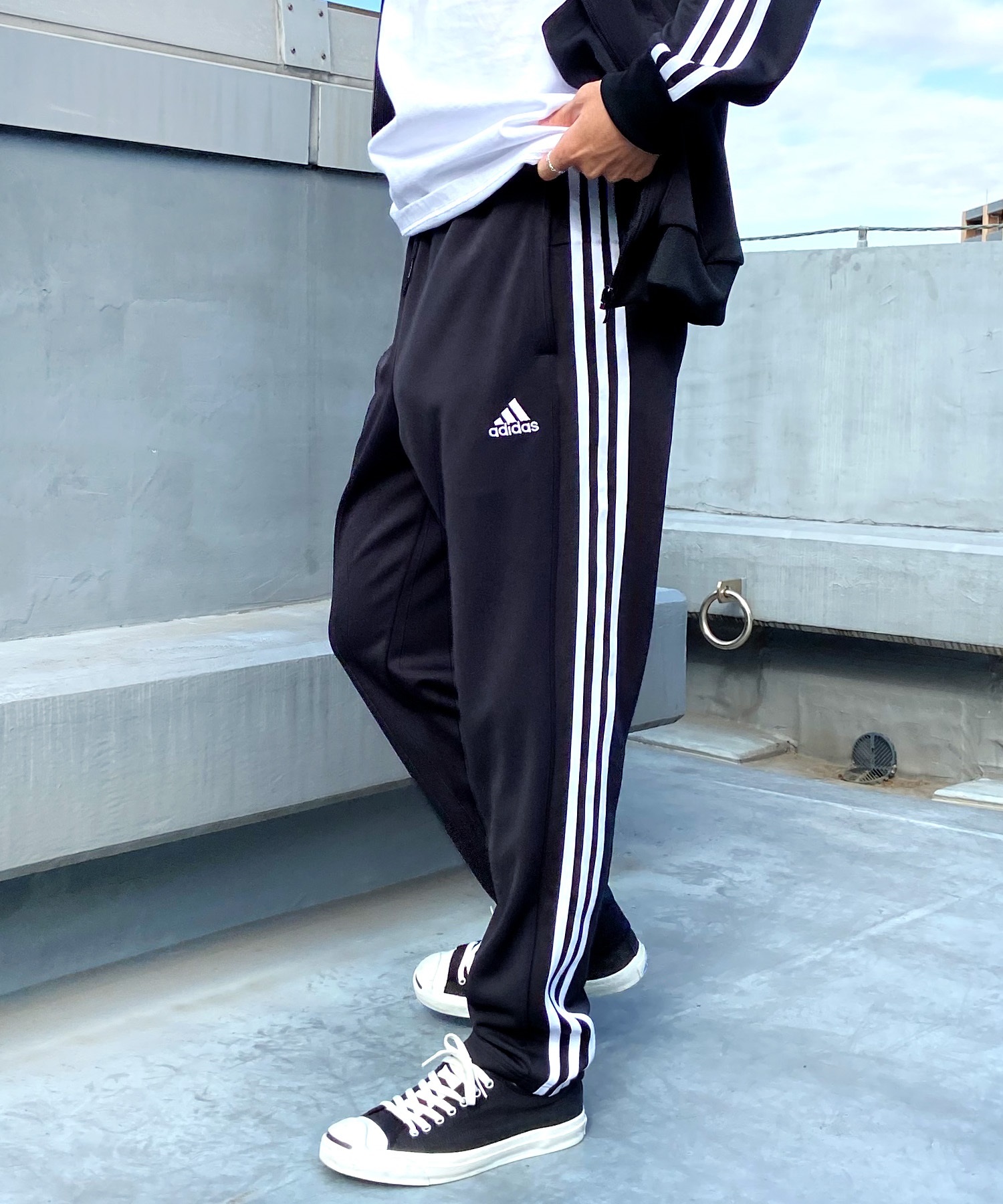 adidas アディダス メンズ ロングパンツ トラックパンツ ジャージ 3ST 3ストライプス ユーティリティ BXF59(BK/WT-M)