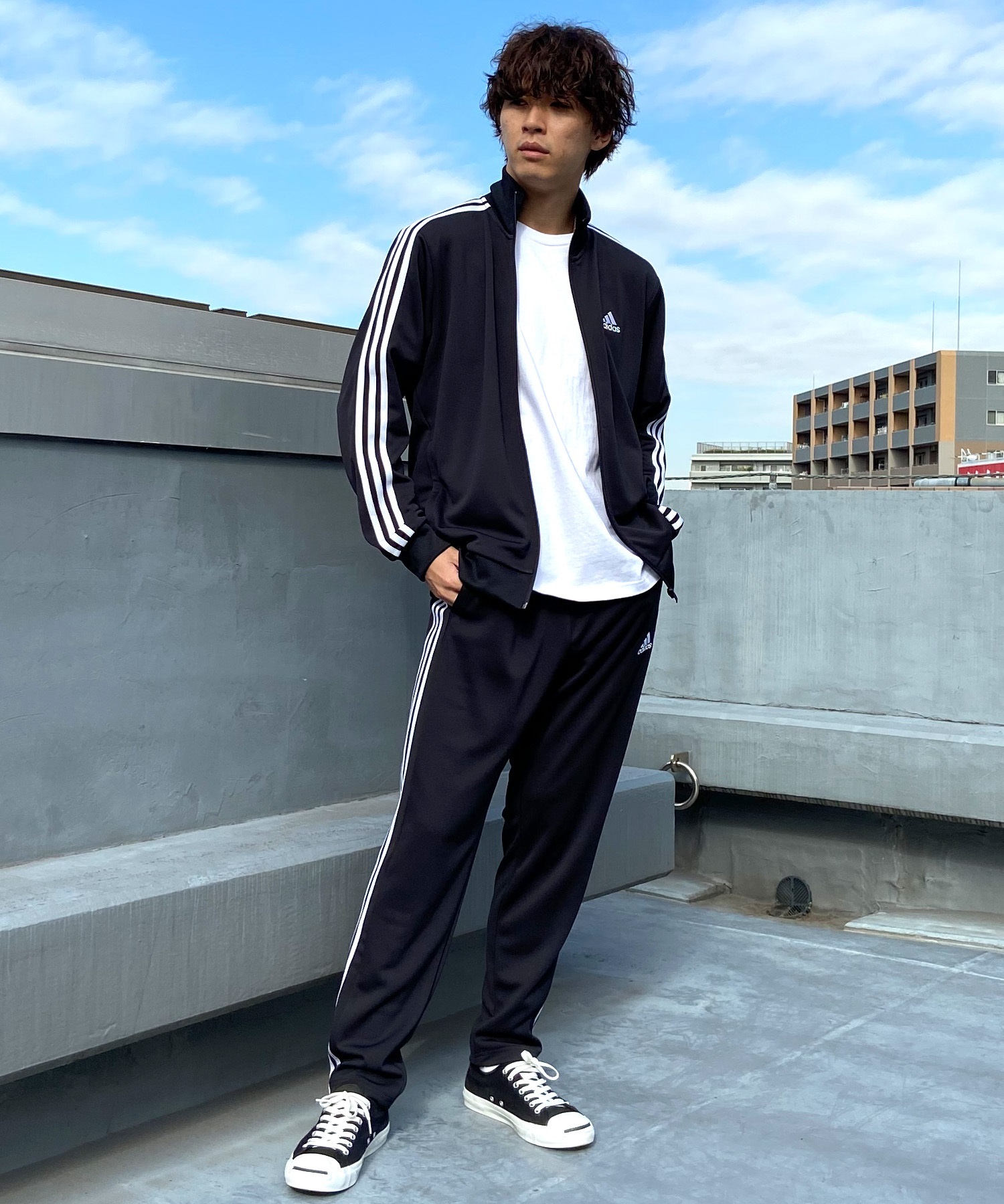 adidas アディダス メンズ ロングパンツ トラックパンツ ジャージ 3ST 3ストライプス ユーティリティ BXF59(BK/WT-M)