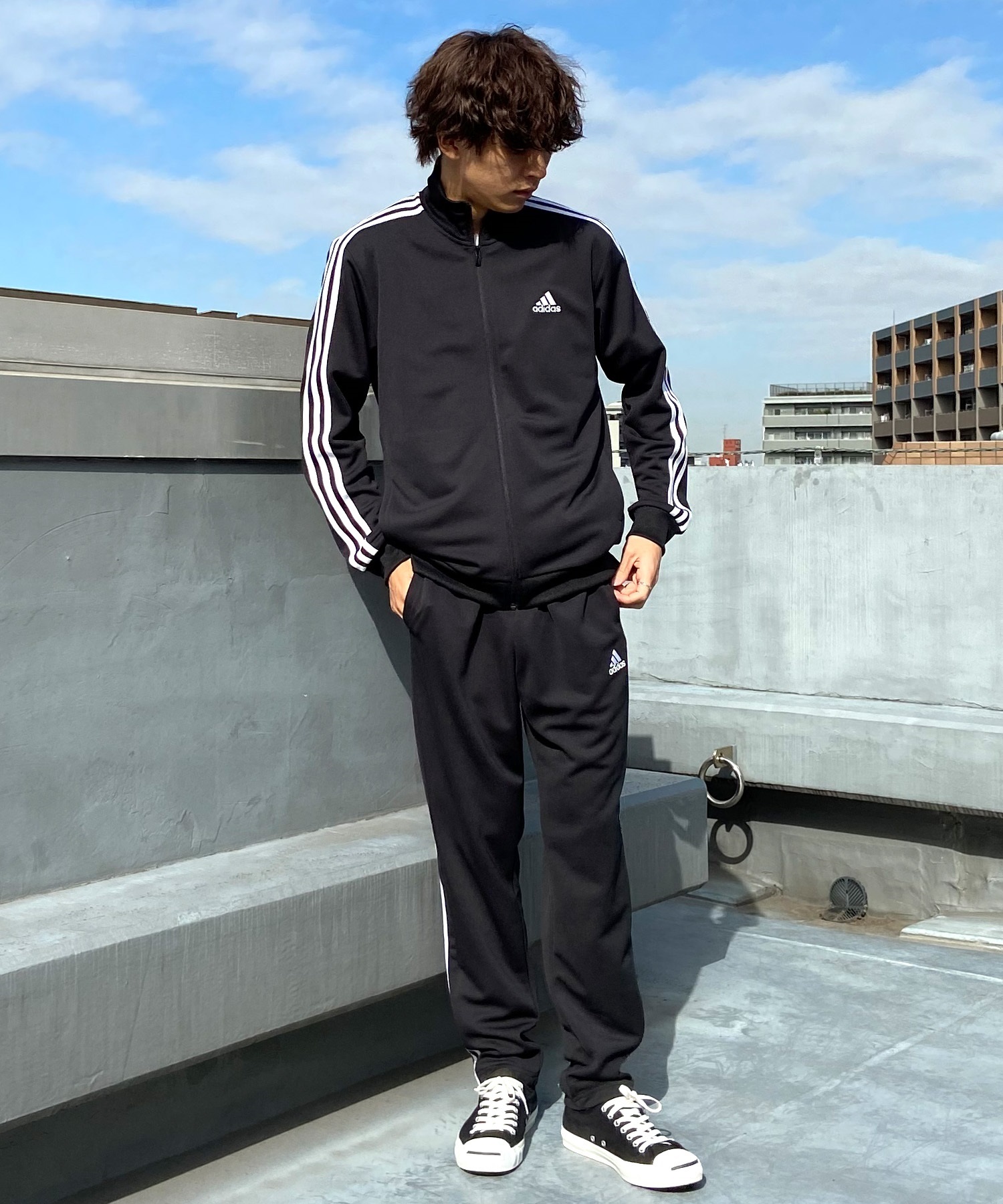 adidas アディダス メンズ ロングパンツ トラックパンツ ジャージ 3ST 3ストライプス ユーティリティ BXF59(BK/WT-M)