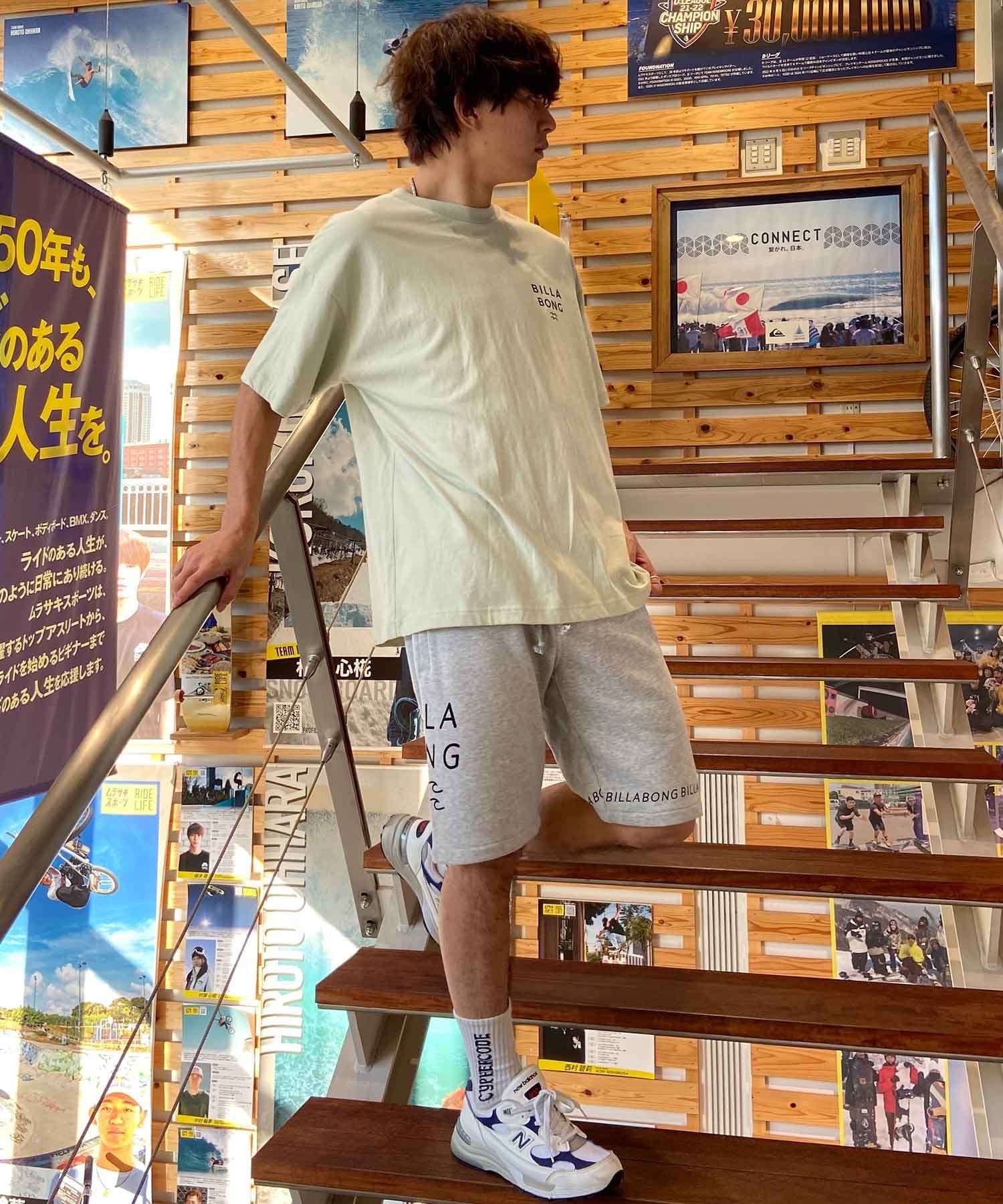 BILLABONG ビラボン LOGO PRINT SHORTS メンズ ショートパンツ ショーツ スウェット ロゴ 裏ピーチ起毛 BE011-605(GRH-M)